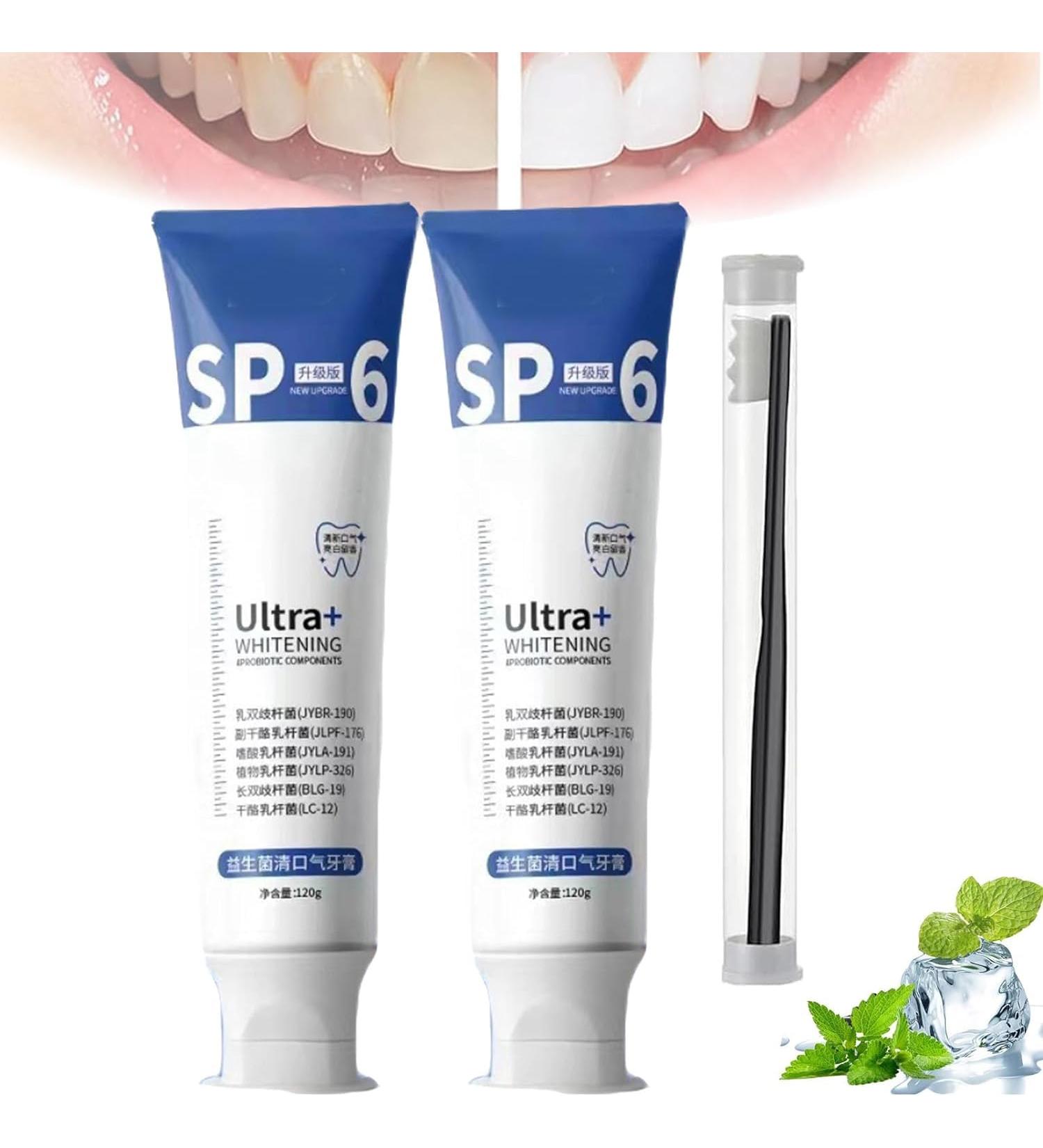 SP-6 Ultra Whitening Toothpaste - Probiotic Brightening & Deep Cleaning Care | Fresh Breath | Buy Now for International Shipping - Buy Online on GoSupps.com