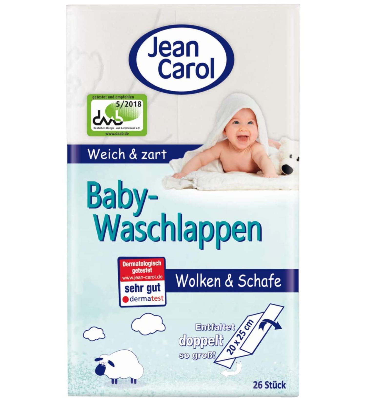 Jean Carol baby washcloths soft & delicate value pack (12 x 26 pieces) for daily care