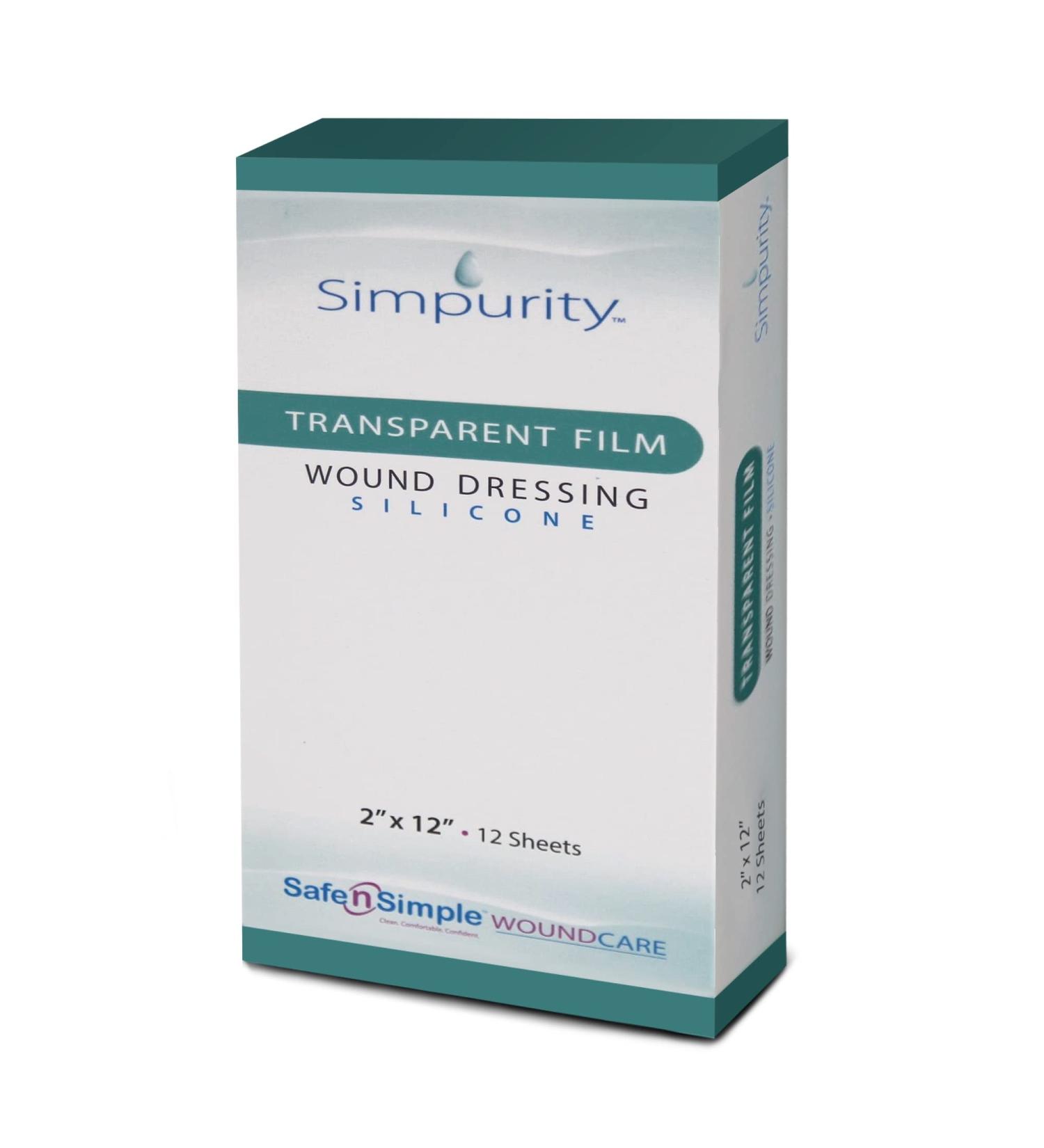 Simpurity Transparent Film Wound Dressing - Waterproof Silicone Medical Pads - 2x12 Pack for Optimal Wound Care - International Shipping Available - Buy Online on GoSupps.com