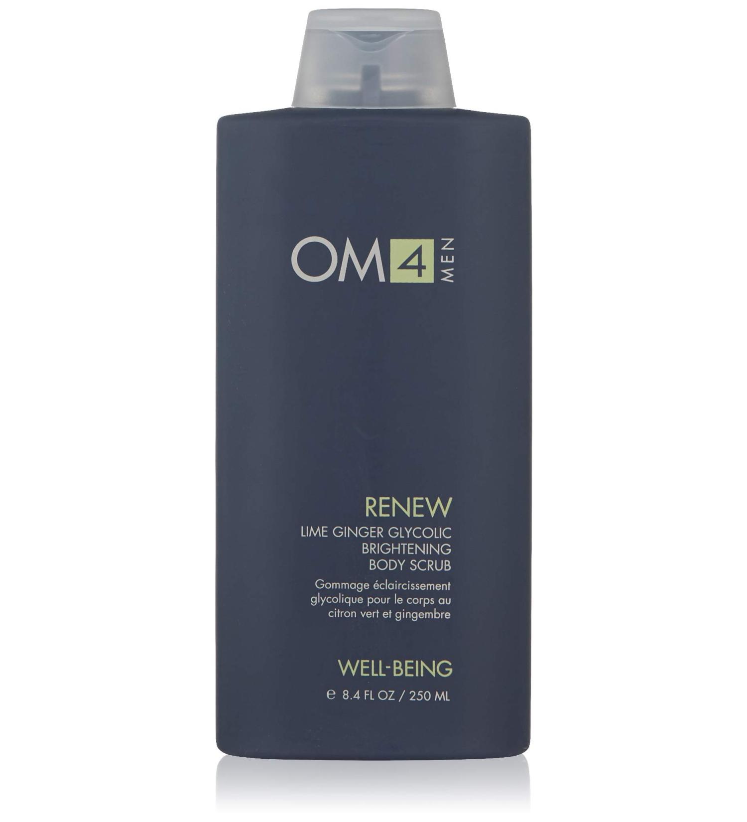 OM4 Renew Lime Ginger Glycolic Brightening Body Scrub - Men's Exfoliating Body Care with Vitamin C for Radiant Skin - Buy Online on GoSupps.com