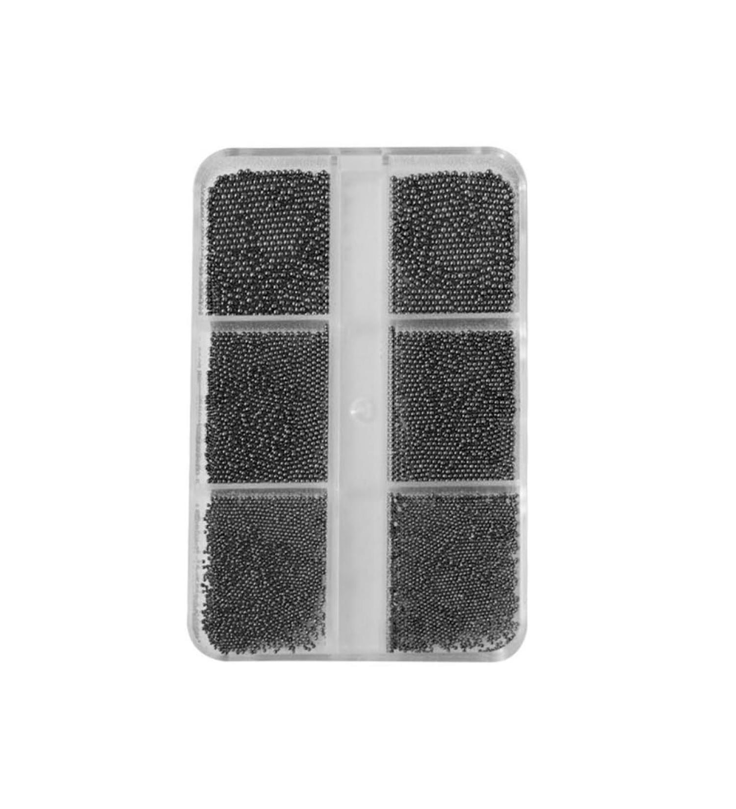 TQUXNGA 6 Grids/Box Professional Nail Art Stainless Steel Metal Caviar Nail Bead 3D Decoration Jewelry Accessories Black - Buy Online on GoSupps.com