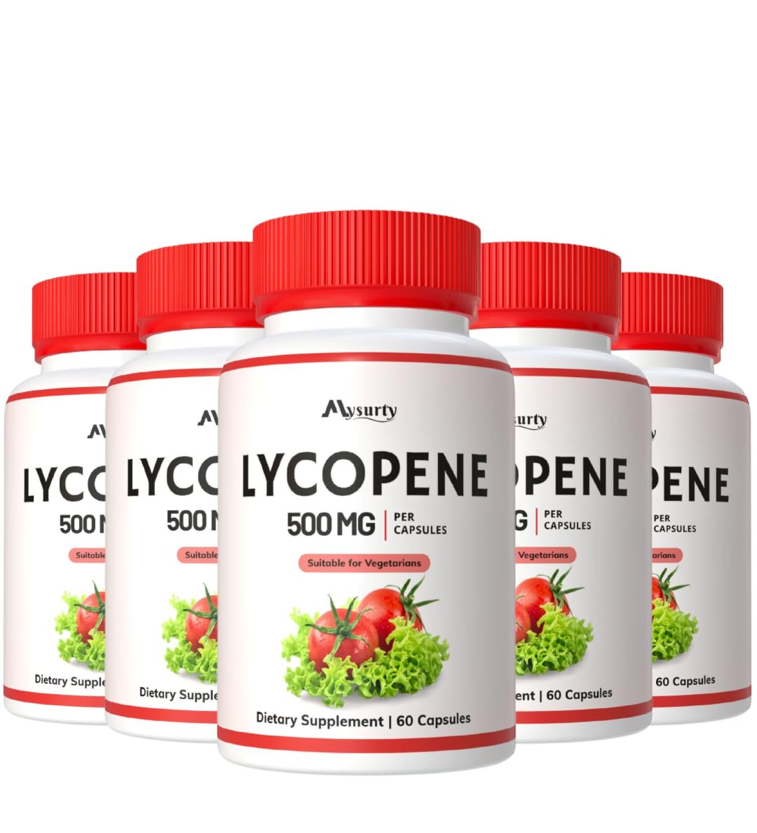 Mysurty Lycopene | Lycopene Supplements for Men | lycopene 500mg | Supplements for Women - 60 Capsules (Pack 5) - Buy Online on GoSupps.com