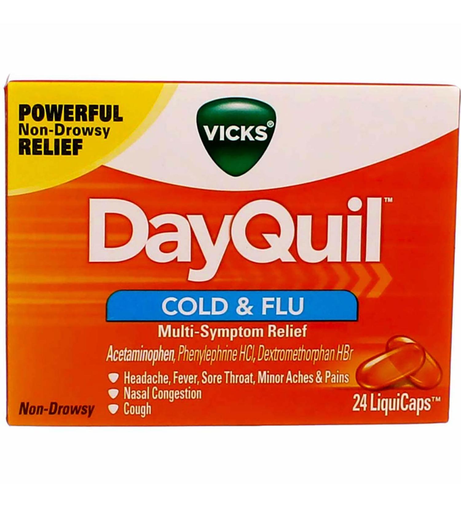 DayQuil Liquicaps 24ct - Fast-Acting Cold & Flu Relief - Buy Online on GoSupps.com