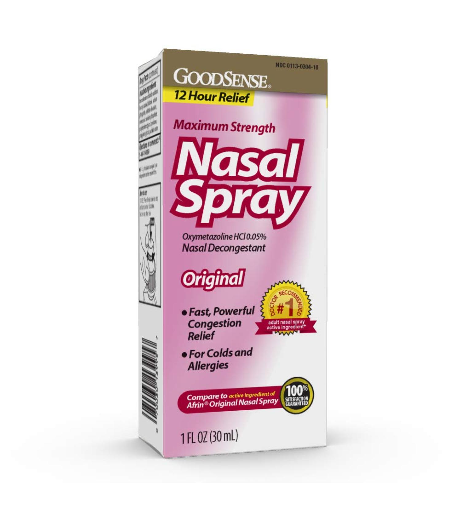 GoodSense Maximum Strength Nasal Spray - Fast, Powerful Congestion Relief for Colds & Allergies - 1 fl oz - Buy Online on GoSupps.com