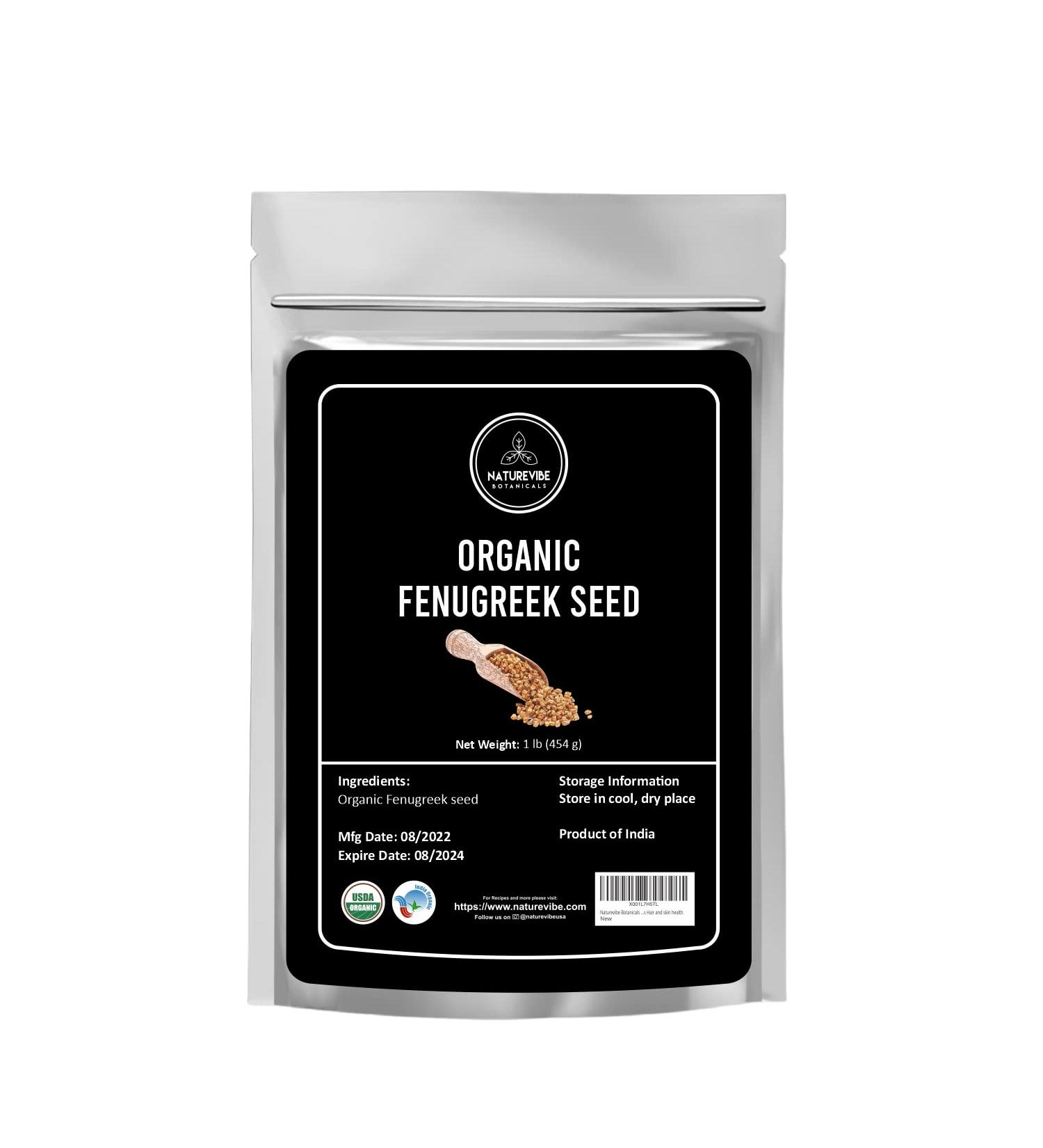 Naturevibe Botanicals Organic Fenugreek Seeds Whole 1Lb - Methi Seeds for Hair and Skin Health - Gluten Free, Non-GMO - Resealable Zip Lock Pouch - Buy Online on GoSupps.com