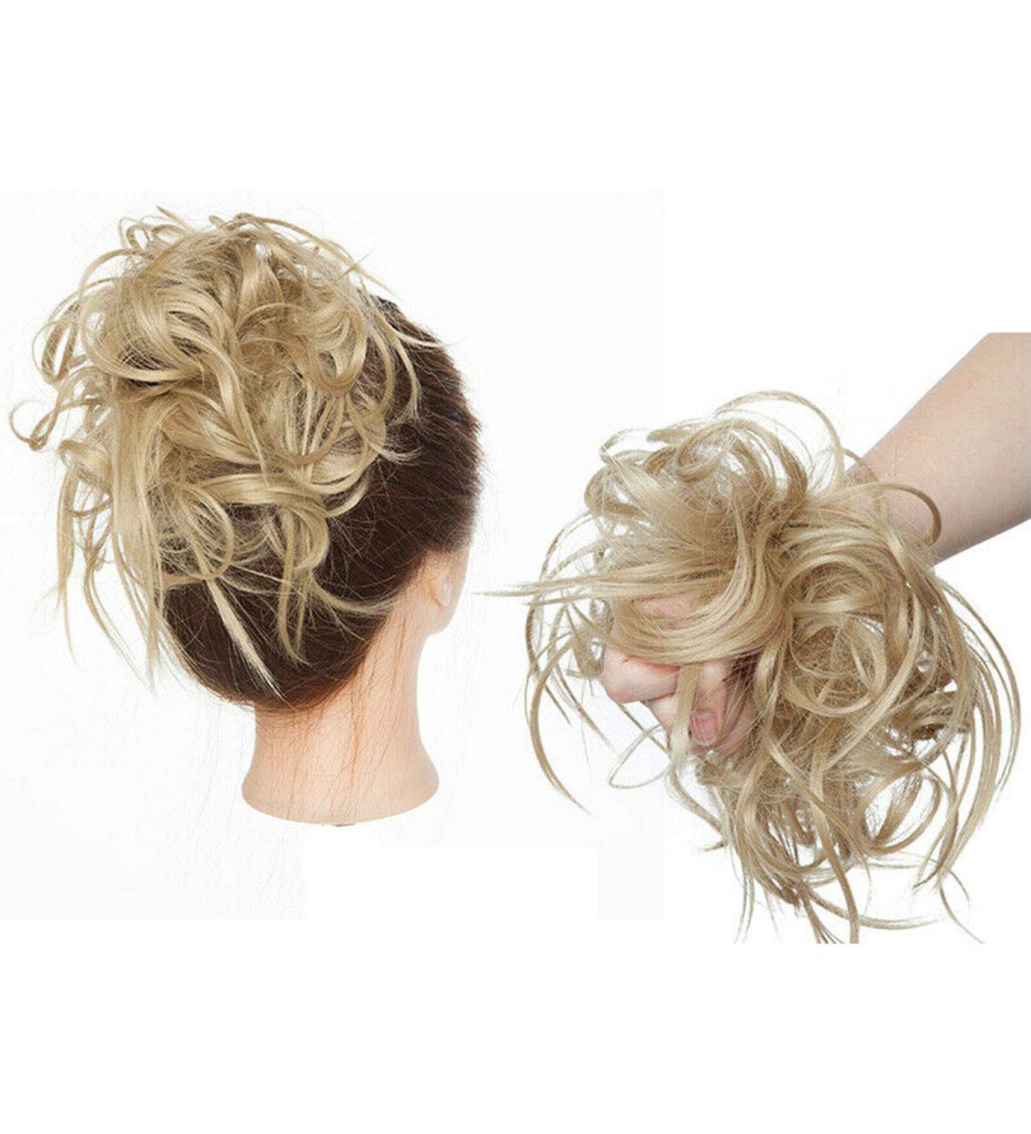 Fashion Tousled Hair Extensions Hairpiece Scrunchie Straight Elastic updo Scrunchy BUN Brown Blonde Instant Ponytail wig Hairdo Ash Blonde - Buy Online on GoSupps.com