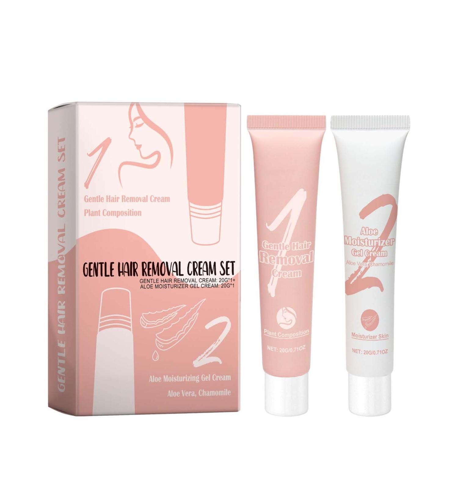 Clawrex Hair Removal Cream for Face 2 Pieces Womens Hair Removal Cream & Aloe Vera Gel Gentle Hair Removal Cream Moisturizing for Upper Lip Chin and Cheeks Effective Hair Removal - Buy Online on GoSupps.com