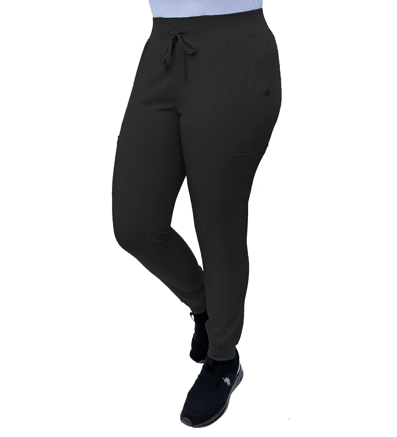 Angie Uniforms YOGAFLEX Jogger Scrub Pants - Soft & Stretchy, 5 Pocket Yoga Pants (Black, Medium) - Buy Online on GoSupps.com