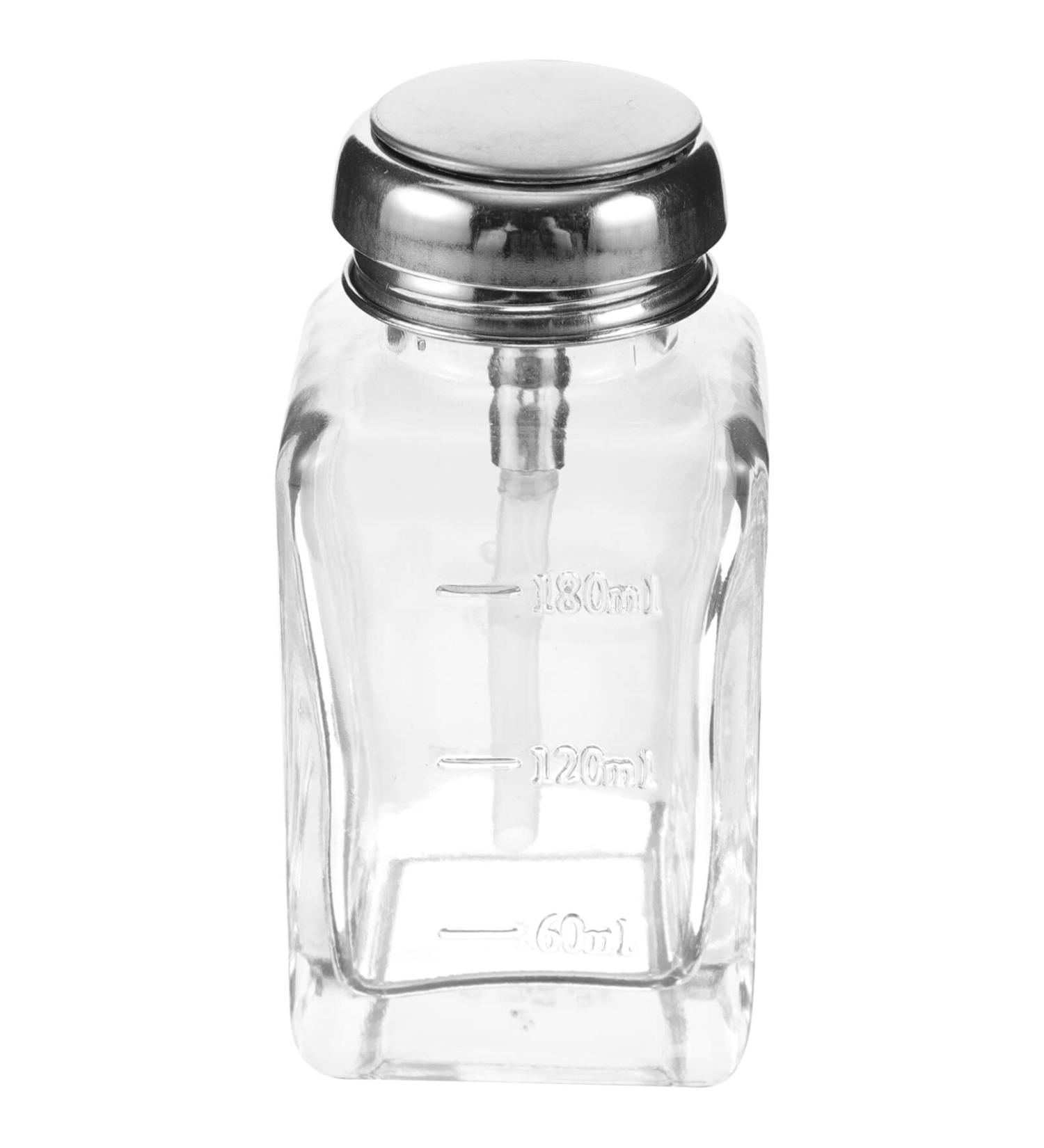 Beaupretty Clear Glass Push Down Dispenser Bottle for Nail Polish and Makeup Remover 180ML Empty One Touch Glass Pump Dispenser with Flip Top Cap - Buy Online on GoSupps.com