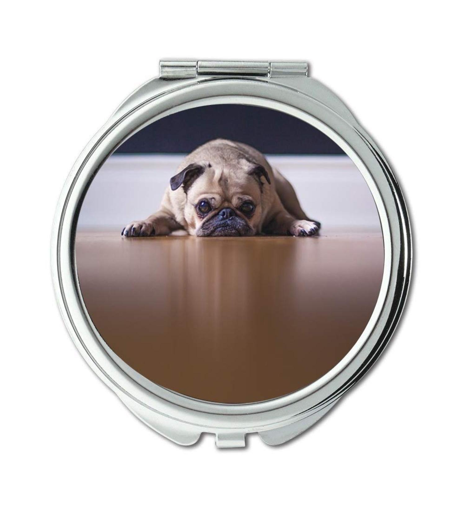 Mirror makeup mirror Pug Dog Puppy Grumpy Cute Animal Pet Wrinkly Pocket Mirror portable mirror - Buy Online on GoSupps.com