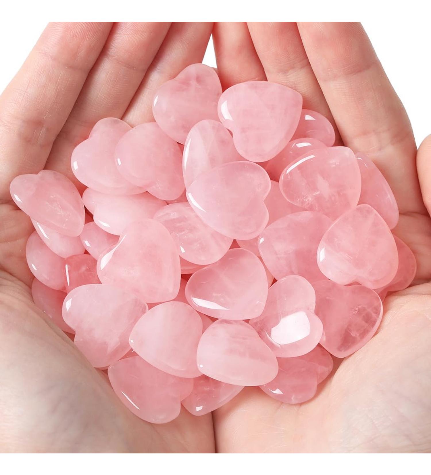 XIANNVXI 15 Pcs Rose Quartz Crystal Heart Stones Set for Reiki Healing - Natural Love Gemstones - Buy Online on GoSupps.com