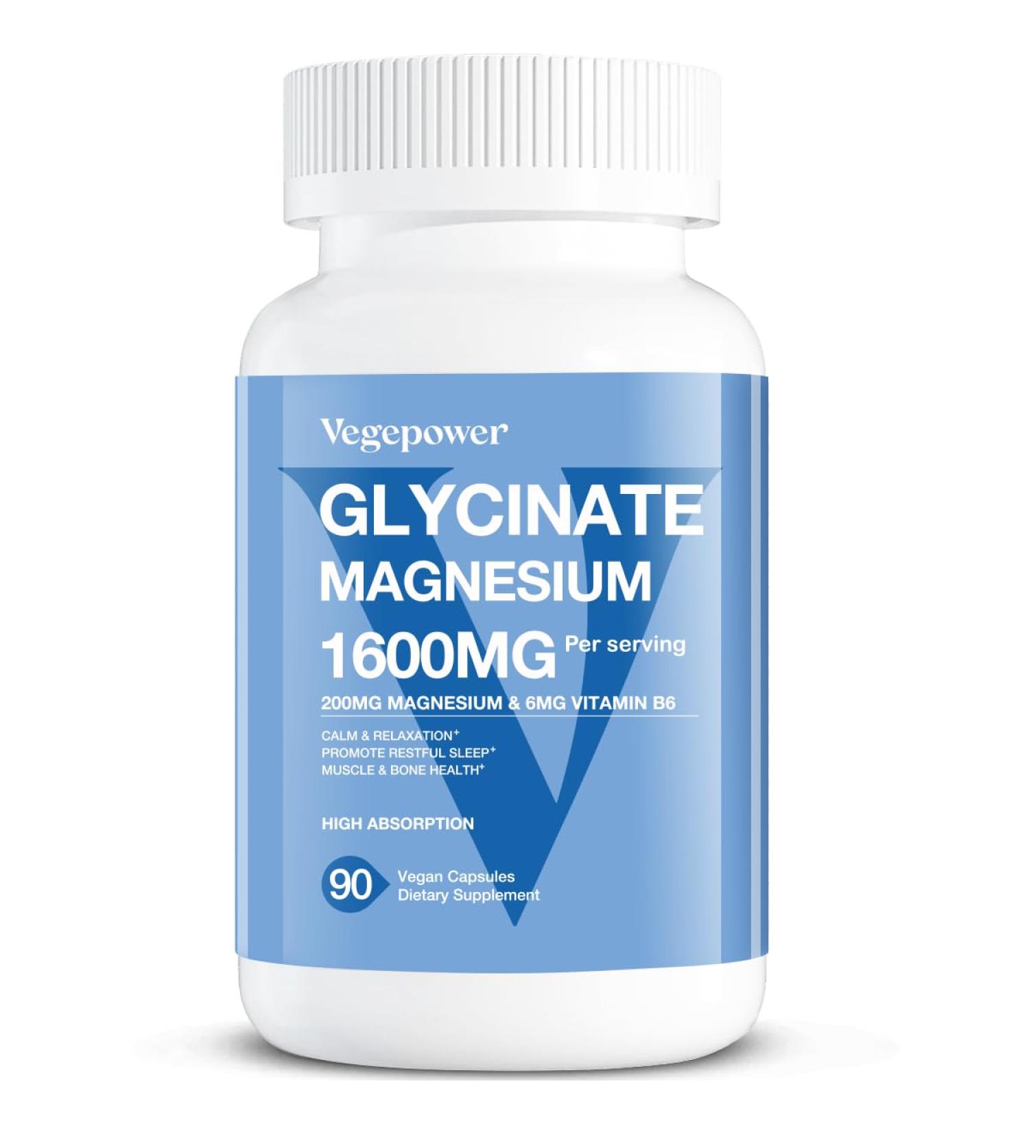Magnesium Glycinate 200mg High Absorption Vegan Magnesium Supplement Fully Chelated Magnesium Zinc Vitamin D & B6 Magnesium Bisglycinate for Sleep Bone & Muscle Health Nerve Non-GMO 90 Capsules - Buy Online on GoSupps.com