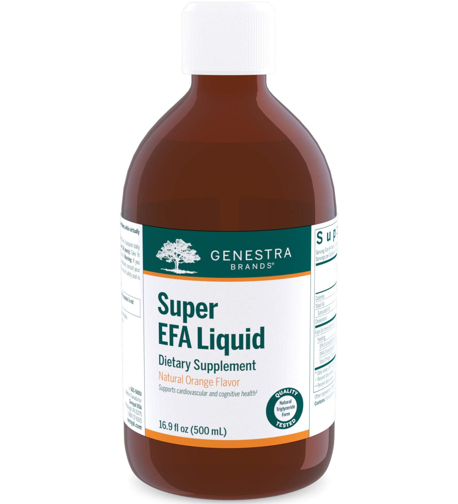 Genestra Brands Super EFA Liquid - Cardiovascular Support & Brain Development in Children - Natural Orange Flavor - 16.9 Fl Oz - Buy Online on GoSupps.com