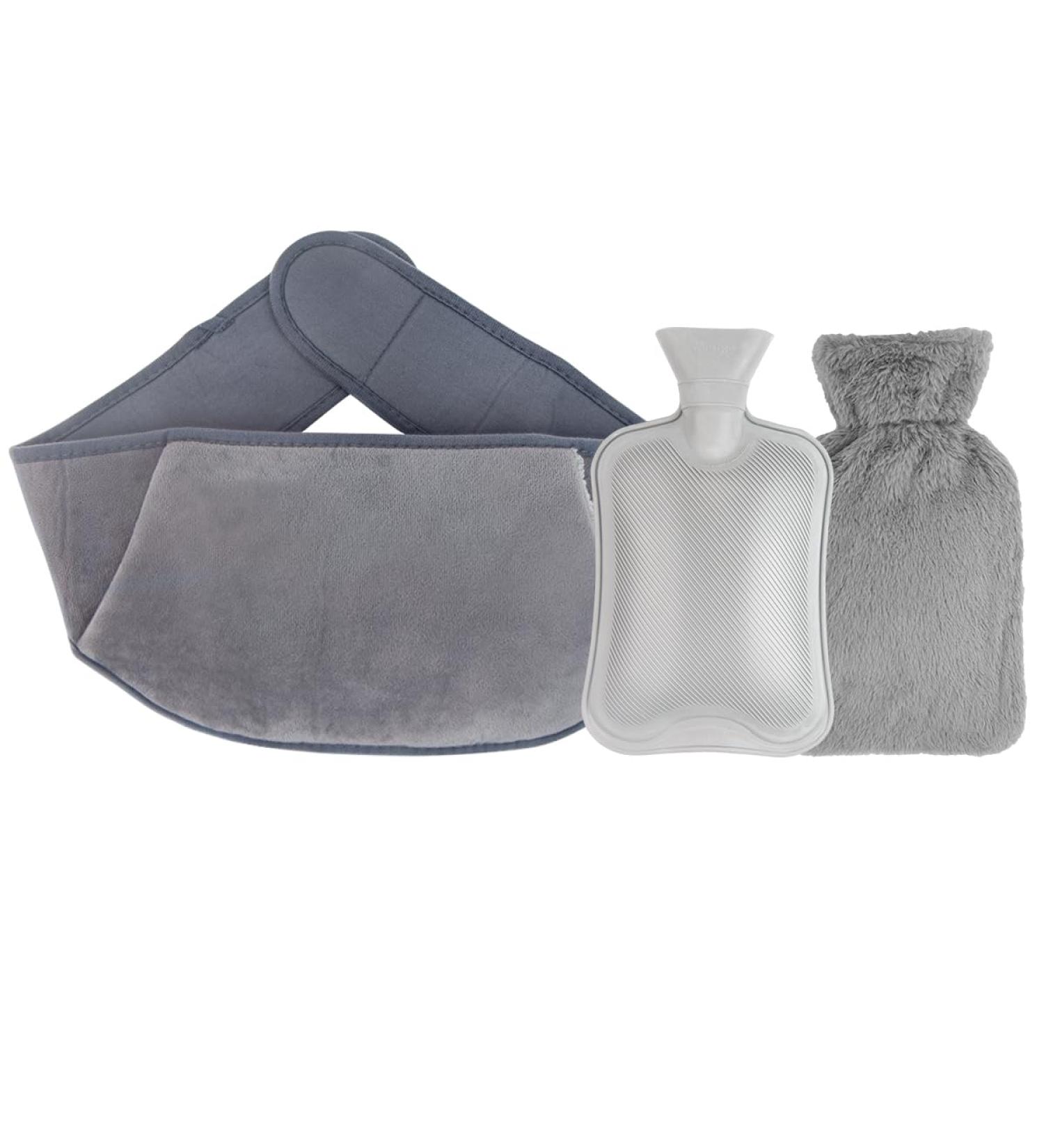 Rubber Hot Water Bottle with Plush Cover and Belt | Pain Relief for Neck, Shoulder, Back, and Waist - Buy Online on GoSupps.com