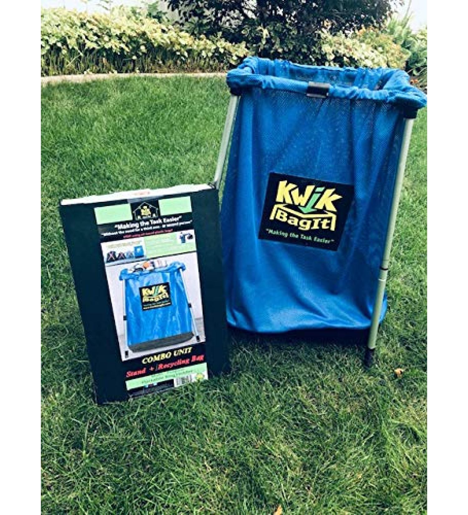 Kwik BagIt Yardpal Combo Multifunctional Trash Bag Holder System - Adjustable Metal Support Disposal Bin Stand & Reusable Leak Proof Bottom Mesh Bags - Large Heavy-Duty Quick Assembly & Eco-Friendly Materials - Buy Online on GoSupps.com