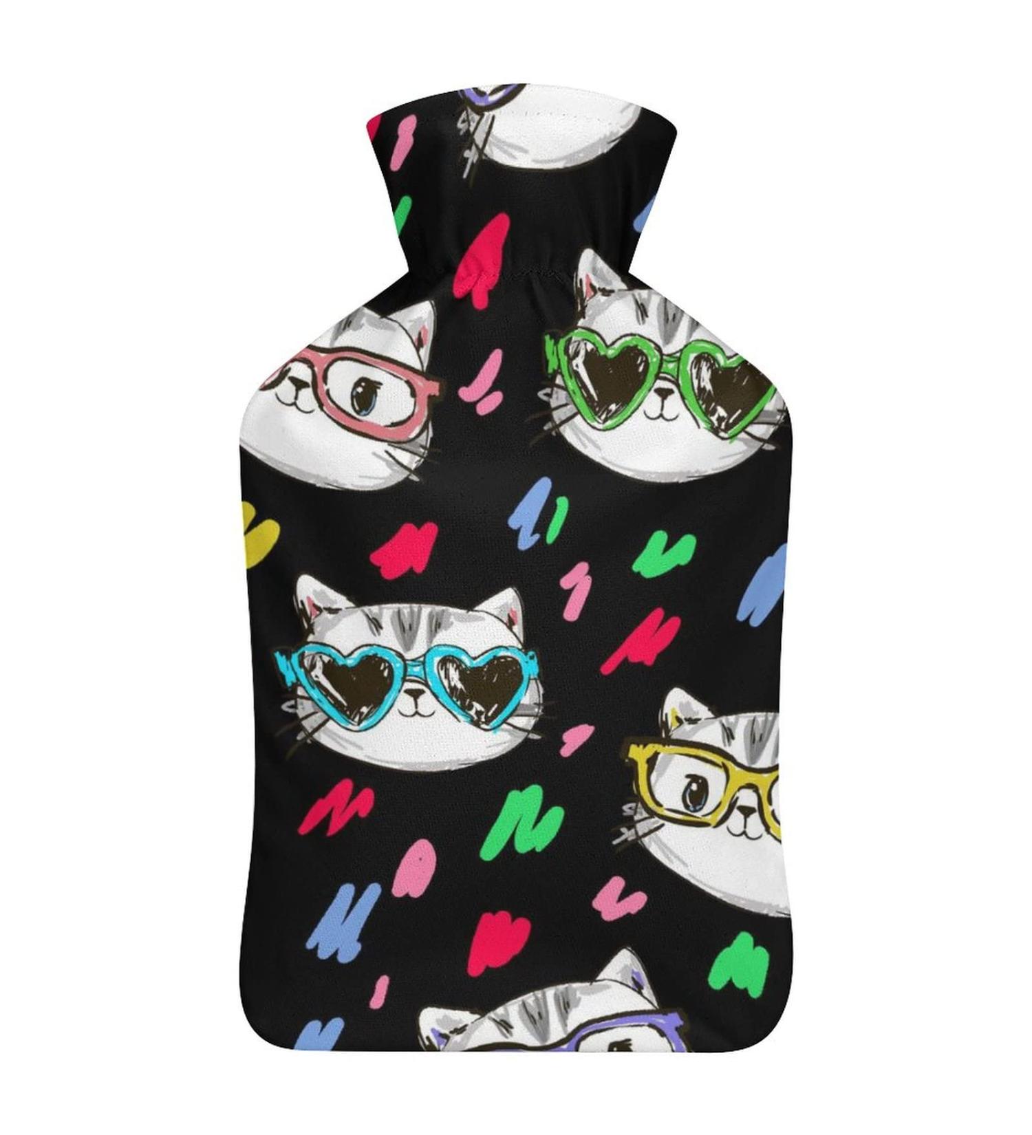 Buy Hot Water Bottle with Lid - Cat Pattern Rubber Hot Water Bag for Pain Relief Cramps & Foot Warmer - Ideal for Hot & Cold Therapy - Buy Online on GoSupps.com