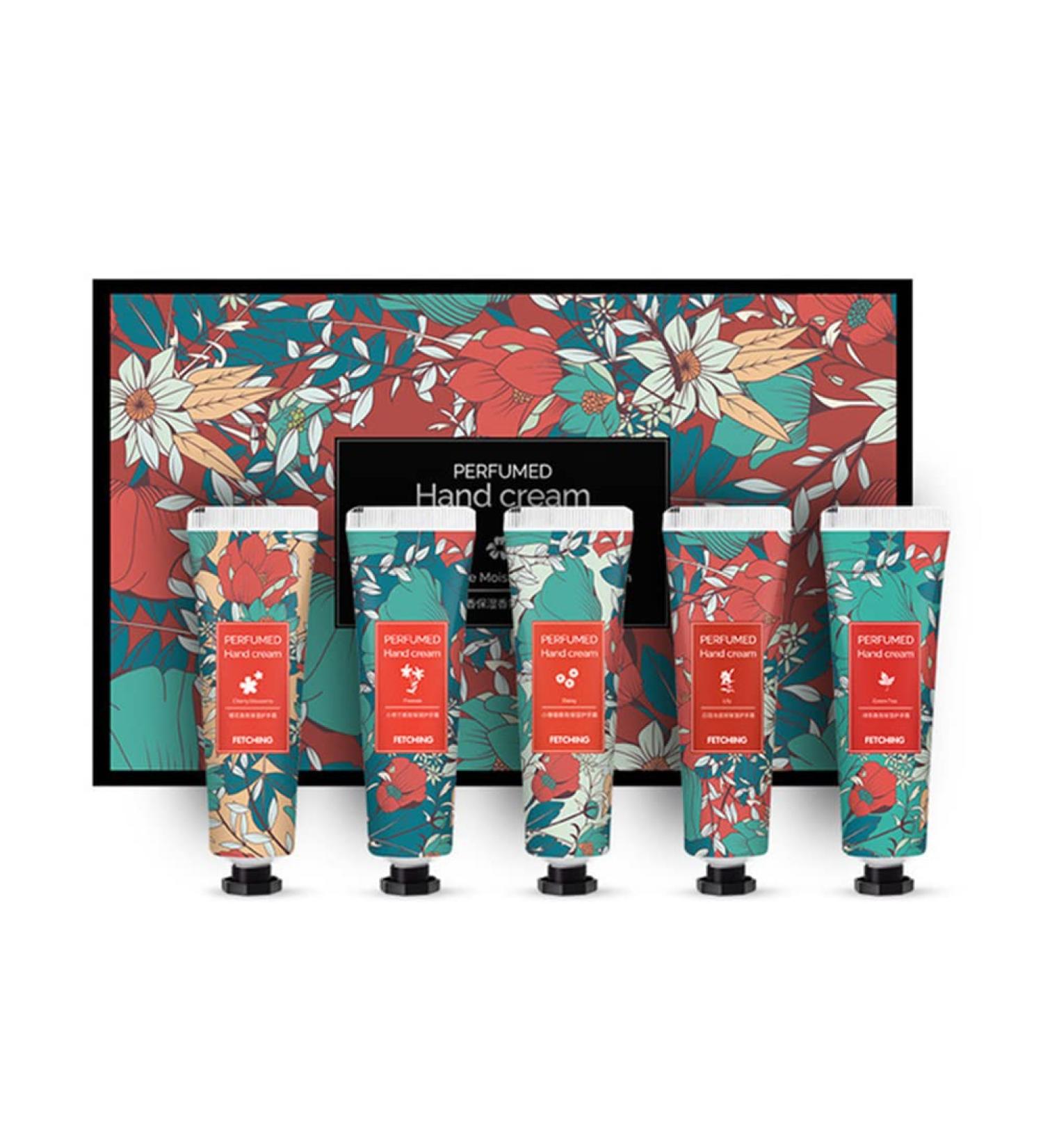 Rustoo Hand Cream Gift Set - 5 Fragrances: Cherry Blossom Green Tea White Lily Small Daisy & Freesia | Nourishing & Moisturizing Hand Cream for Women - Buy Online on GoSupps.com