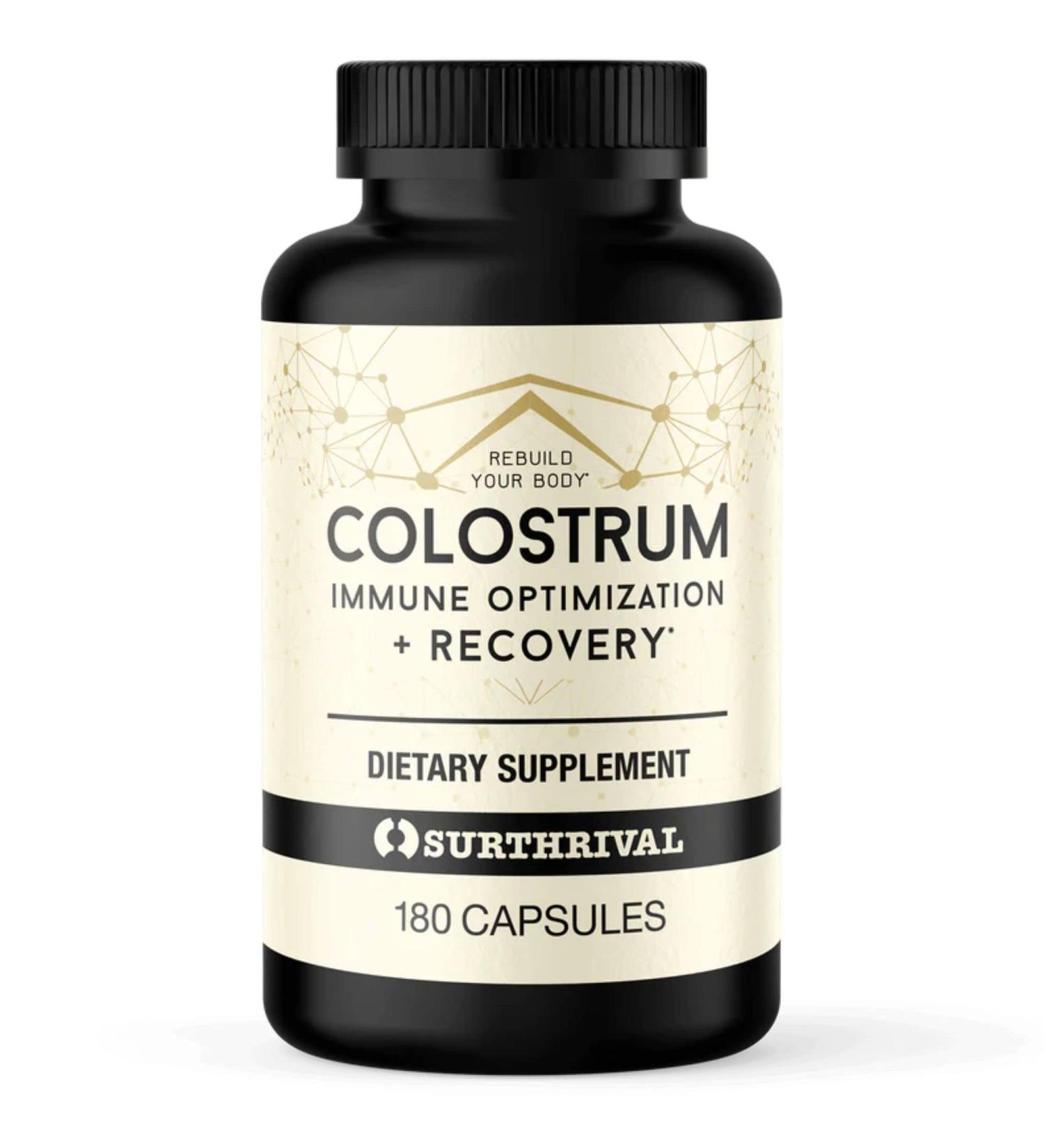 Surthrival: Colostrum Powder Capsules (180 Count) Immune Optimization & Recovery Dietary Supplement Gut Health Immune Support Keto Friendly - Buy Online on GoSupps.com