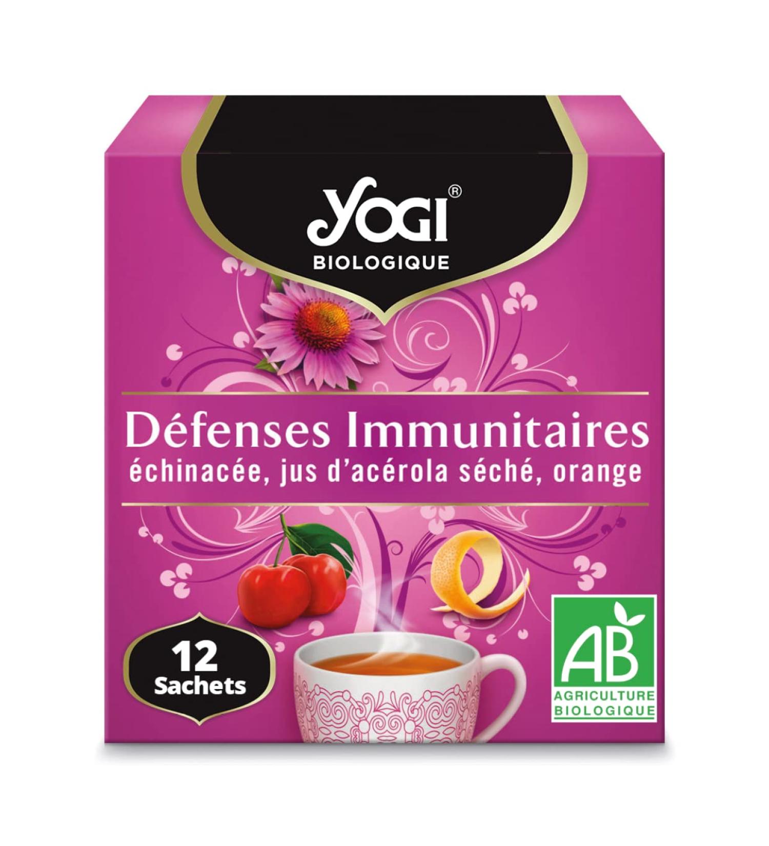 Yogi Biologique D fenses Immunitaires Infusion 100% Bio chinac e Jus d'Ac rola s ch et Orange 12 Sachets thermosoud s et sans agrafe 24 g 311011 D fense Immunitaire - Buy Online on GoSupps.com