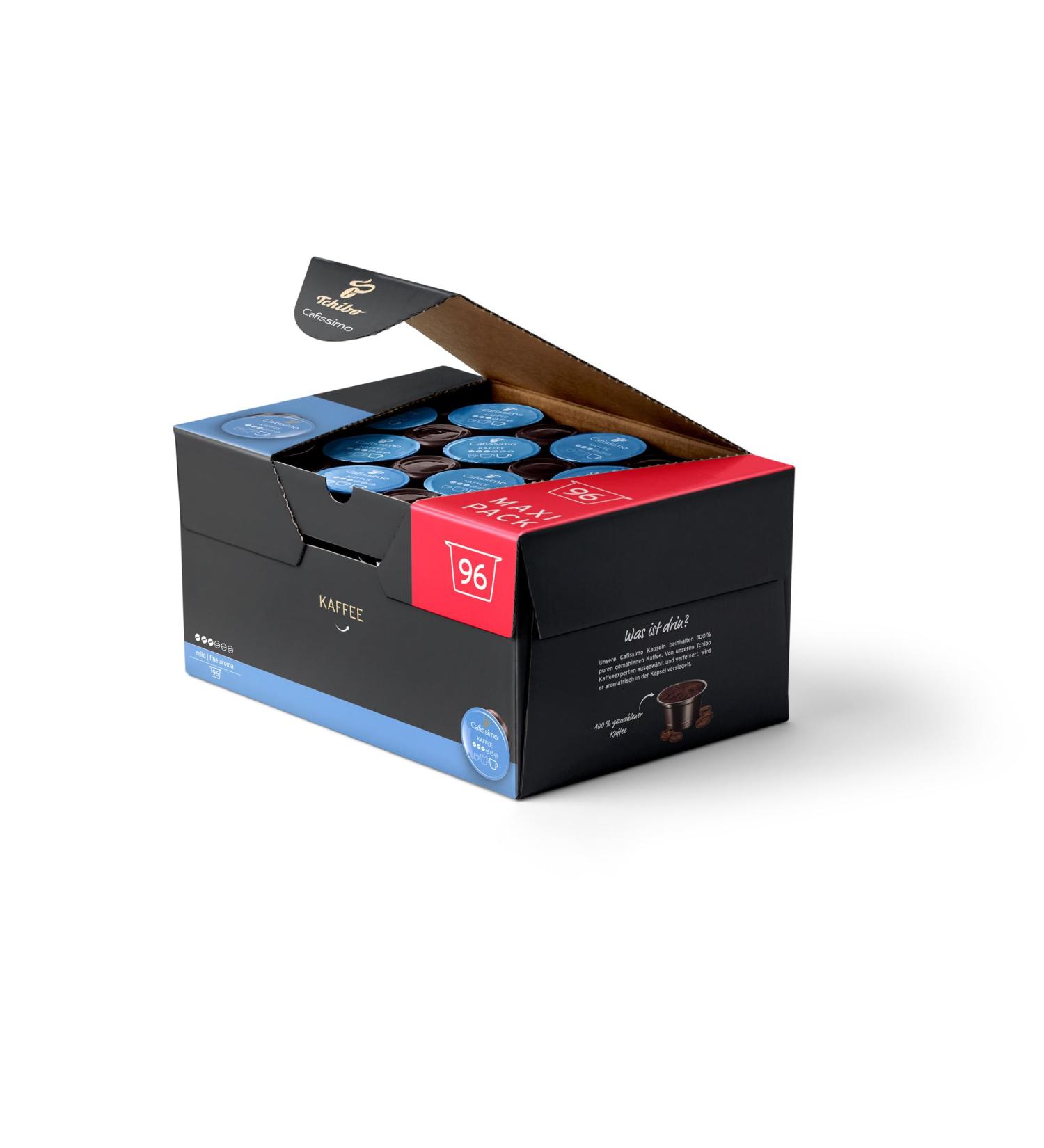 Tchibo Cafissimo Storage Box - 96 Mild Coffee Capsules | Sustainable & Fair Trade Coffee Filters for Perfect Brew - Buy Online on GoSupps.com