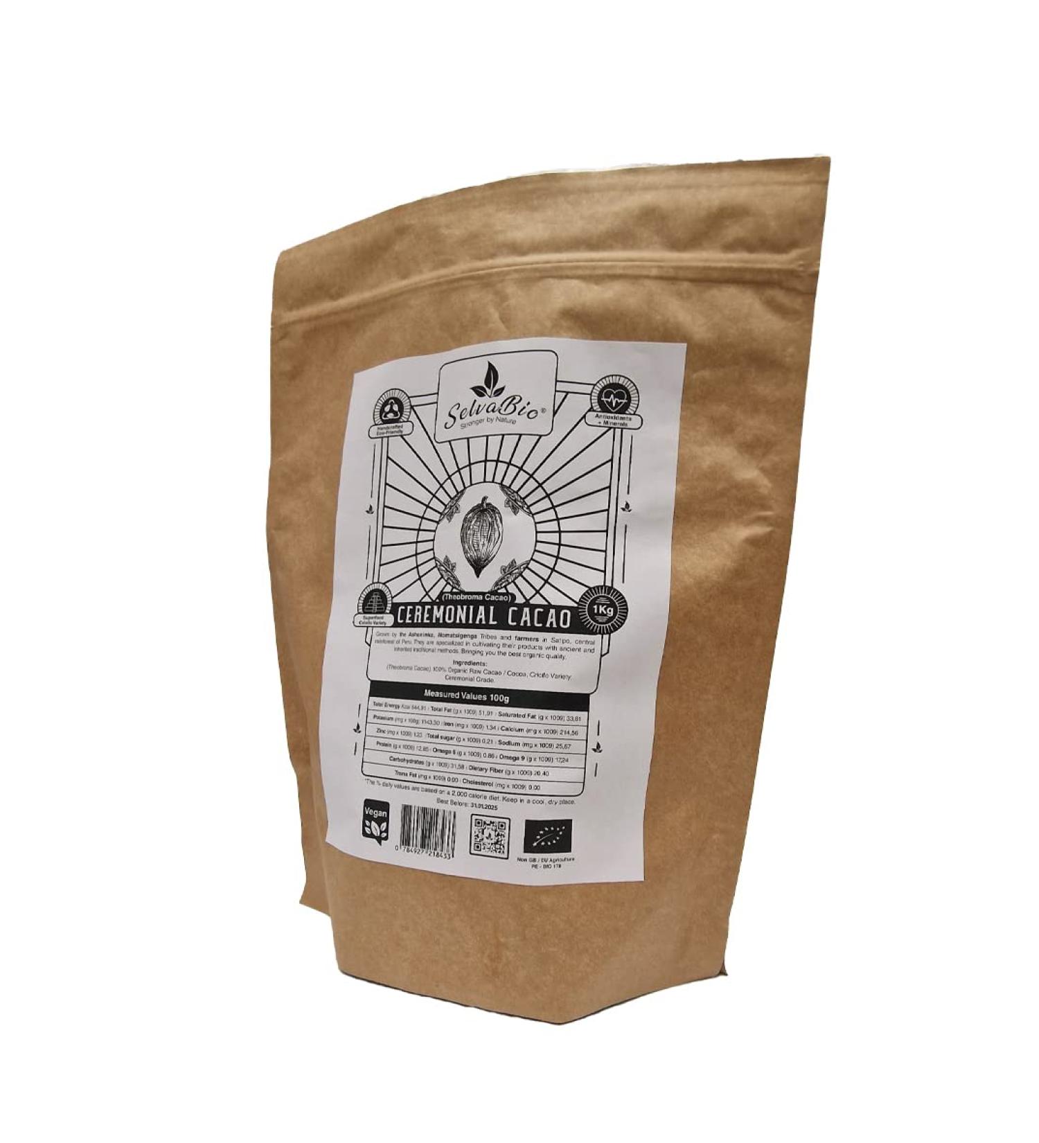 Organic Ceremonial Grade Cacao 100% Raw and Pure Cocoa Criollo Variety From The Ashaninka Nomatsigenga Tribes and Farmers located in Satipo in the central rainforest of Peru. 1000g (1Kg) 1.00 kg (Pack of 1) - Buy Online on GoSupps.com