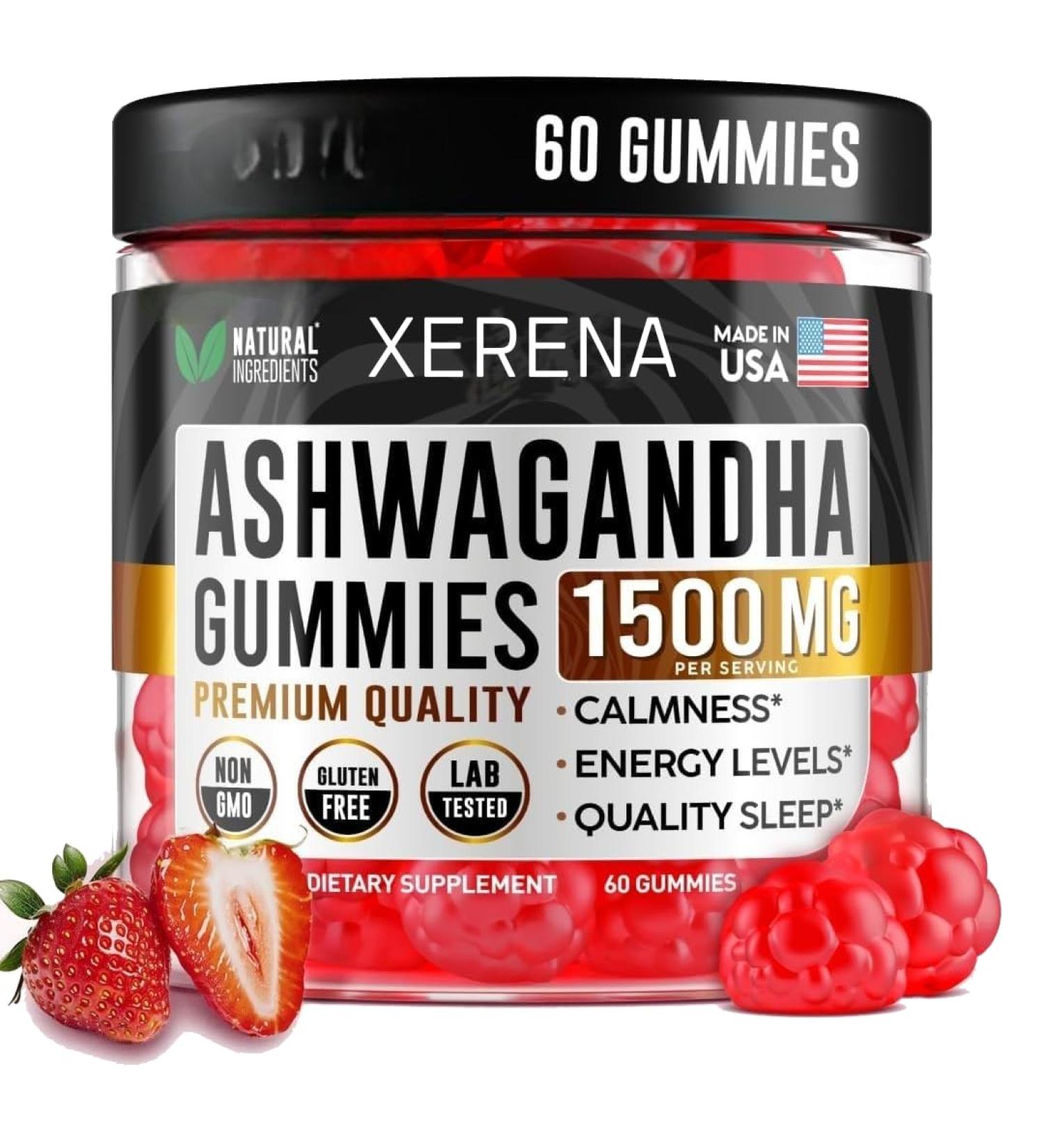 XERENA Ashwagandha Gummies 1500mg - Extra Strength Organic Ashwagandha Supplement for Stress Relief & Sleep - Vegan Organic Ashwagandha Supplement for Stress Relief Anxiety & Sleep - Buy Online on GoSupps.com