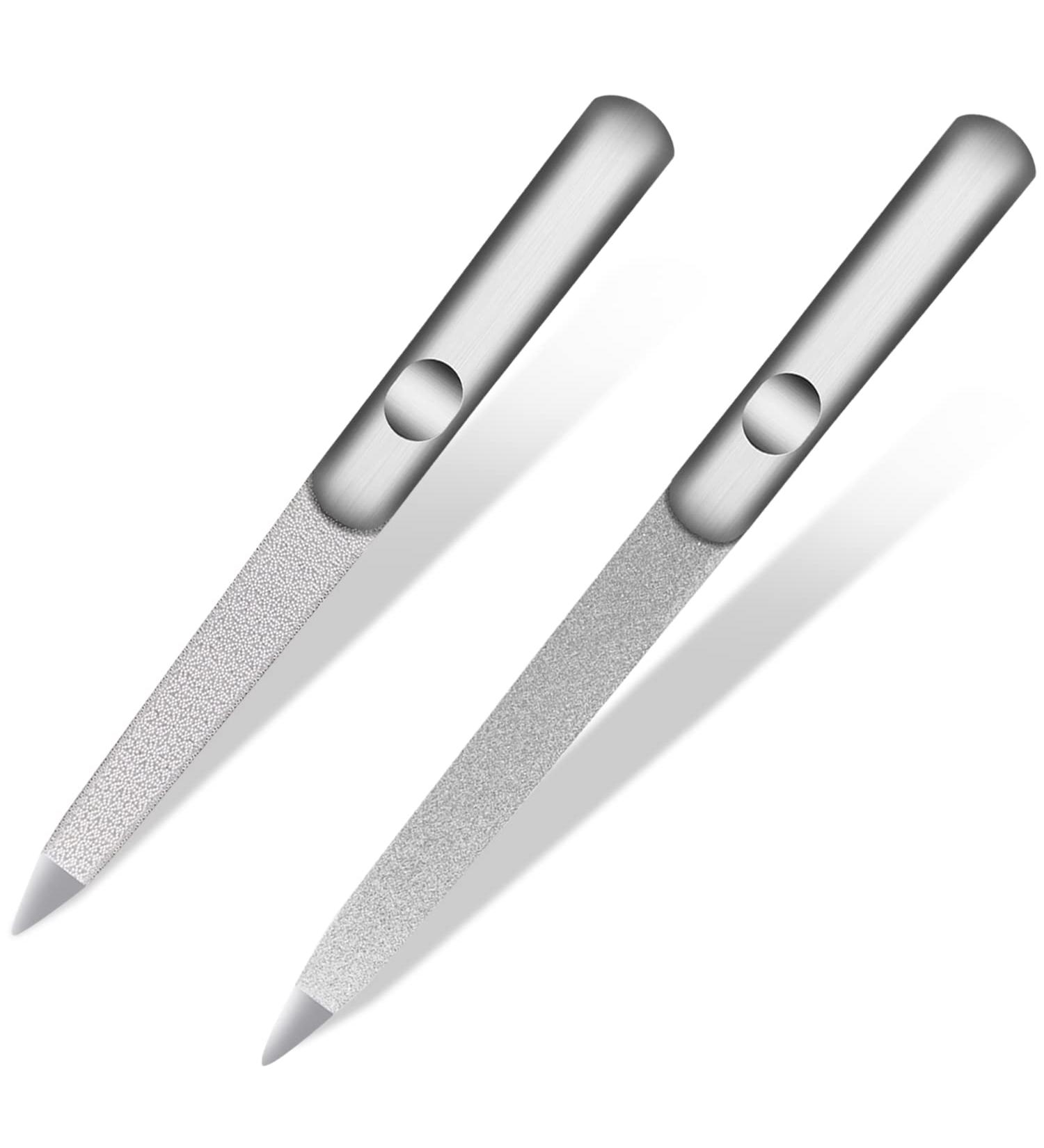 Nail Files-Metal Nail File Professional Double Sided Nail Files for Natural Nails Stainless Steel Nail File for Fingernails Toenails Fingernail File Diamond Nail Files for Home Salon Travel Use - Buy Online on GoSupps.com