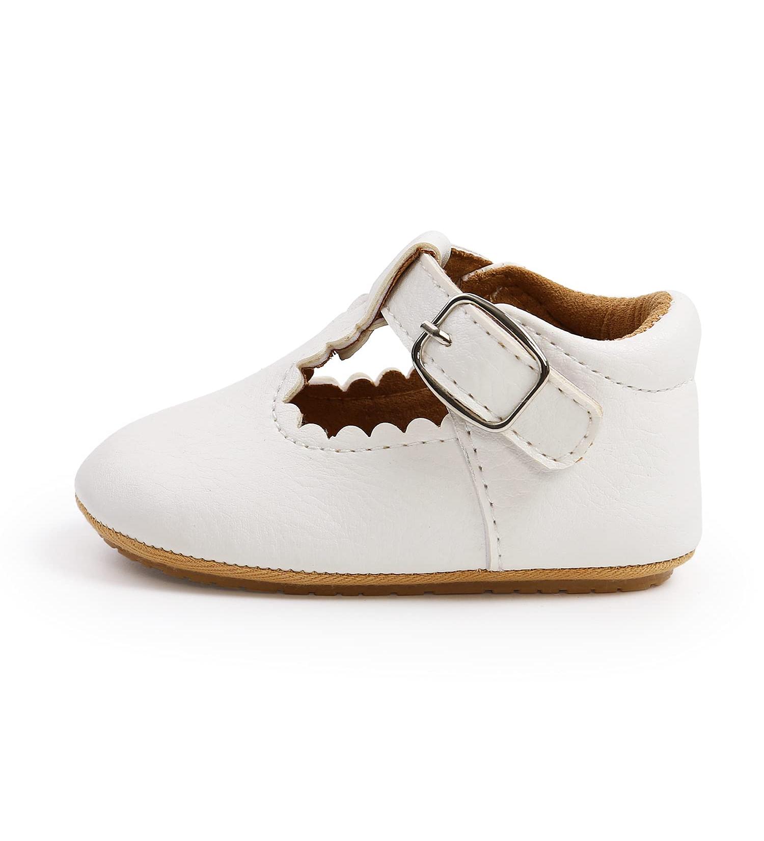 Baby First Walking Shoes | Anti-Slip Oxford Loafer Flats | Infant Toddler PU Leather | 0-6 Months | White - Buy Online on GoSupps.com