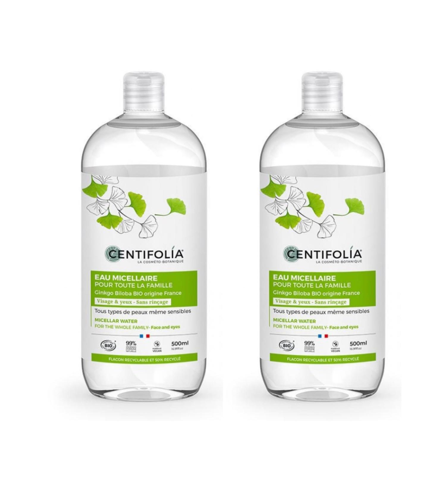  Centifolia CENTIFOLIA | Micellar Water | Cleansing & Makeup Remover | Waterproof Makeup Remover | Clean & Comfortable Skin | Even Sensitive Skin | 99% Natural | Made in France | Pack of 2 x 500 ml - Buy Online on GoSupps.com