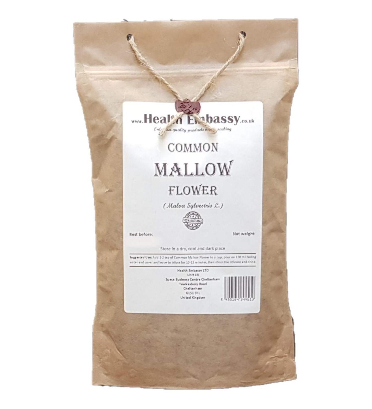 Health Embassy Common Mallow Flower Tea | Malva sylvestris L | Mauve Sylvestre Fleur Tisane (50g) - Buy Online on GoSupps.com