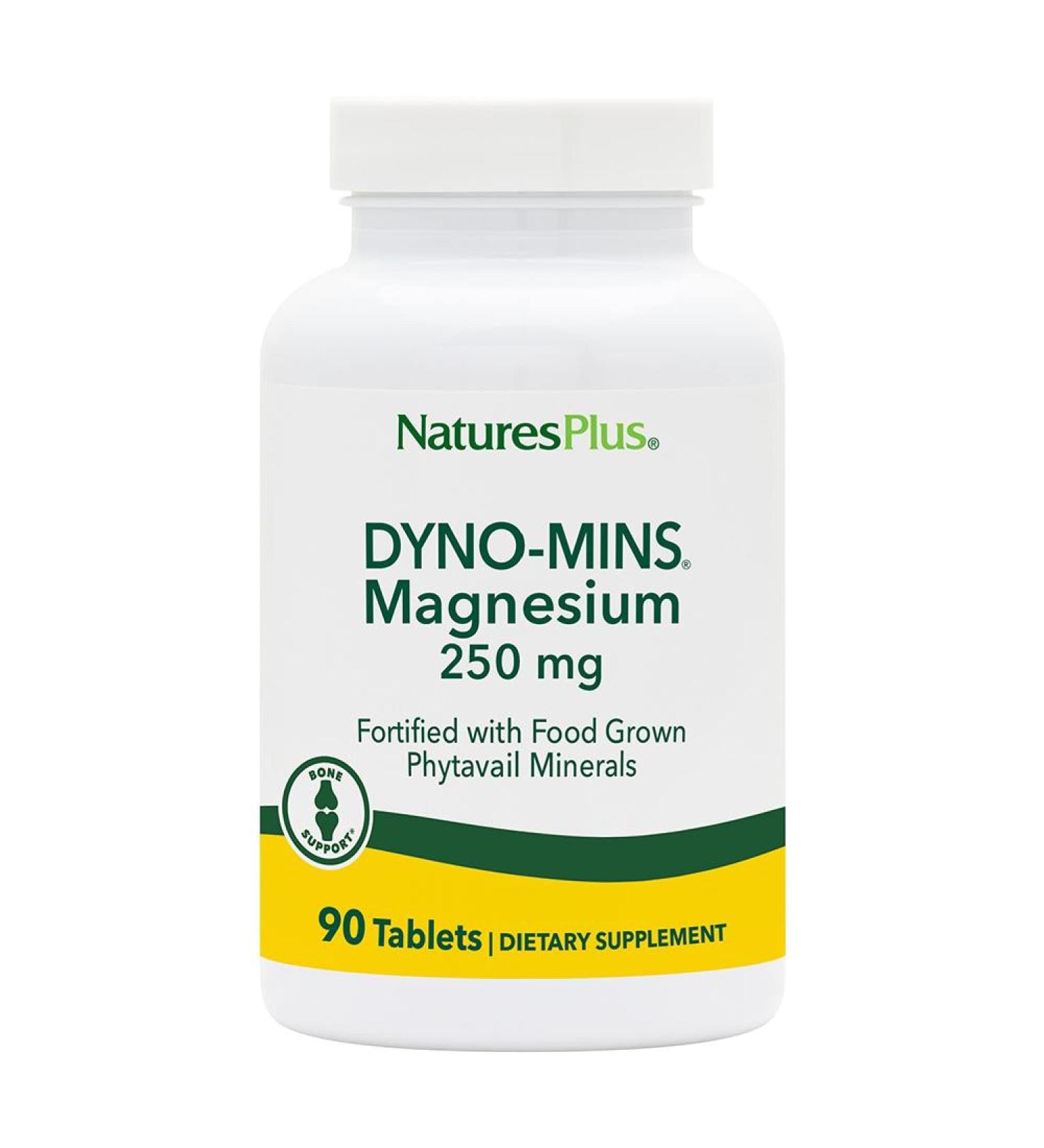 Nature's Plus Dyno-Mins Magnesium 250 mg - 90 Acid-Resistant Tablets for Optimal Health - Buy Online on GoSupps.com