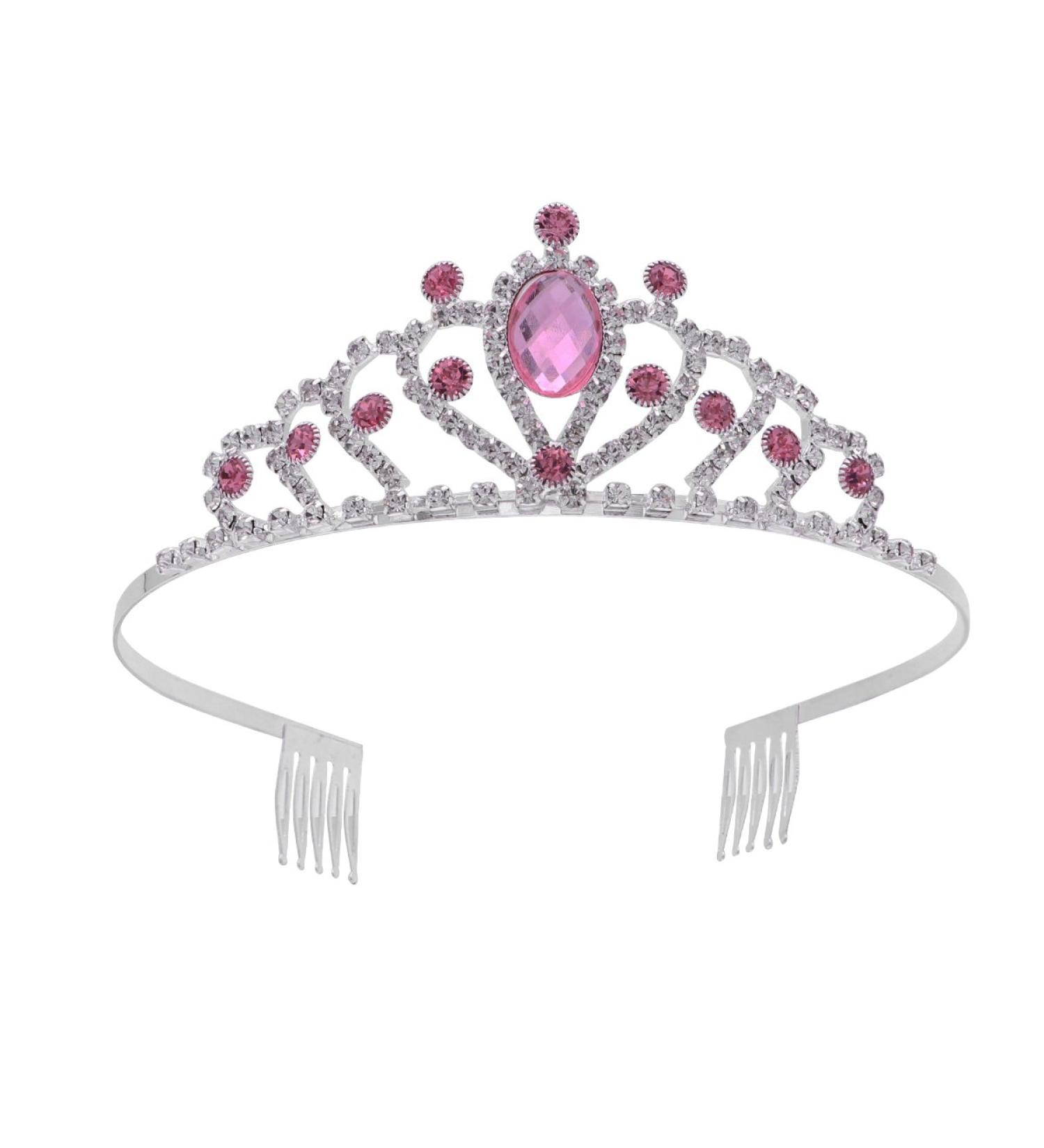 Kids Girls Pink Crystal Tiara Crown Headband | Princess Birthday Party Hair Accessories - Buy Online on GoSupps.com