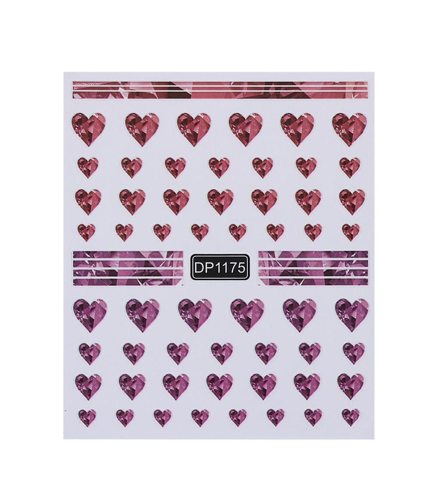Hot Nail Art Decorations DIY Manicure Nail Stickers Self Adhesive Decals 3D Colorful Heart Love(DP1175) - Buy Online on GoSupps.com