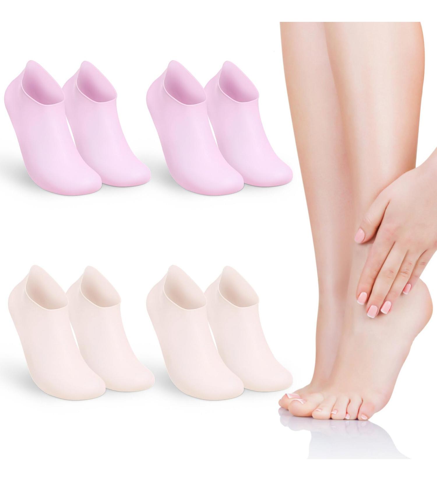minkissy Silicone Socks: 4 Pairs Soft Gel Socks Moisturizing Foot Socks Aloe Socks Womens Spa Pedicure Socks for Repairing Dry Feet Beauty Salon - Buy Online on GoSupps.com