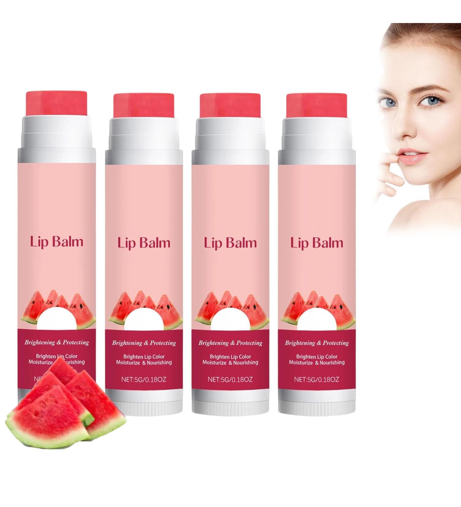 JIAOY Tinted lip balm with watermelon moisturizing care for dry cracked lips plumping shine with niacinamide and vitamins moisturizing tinted 4 pieces - Buy Online on GoSupps.com