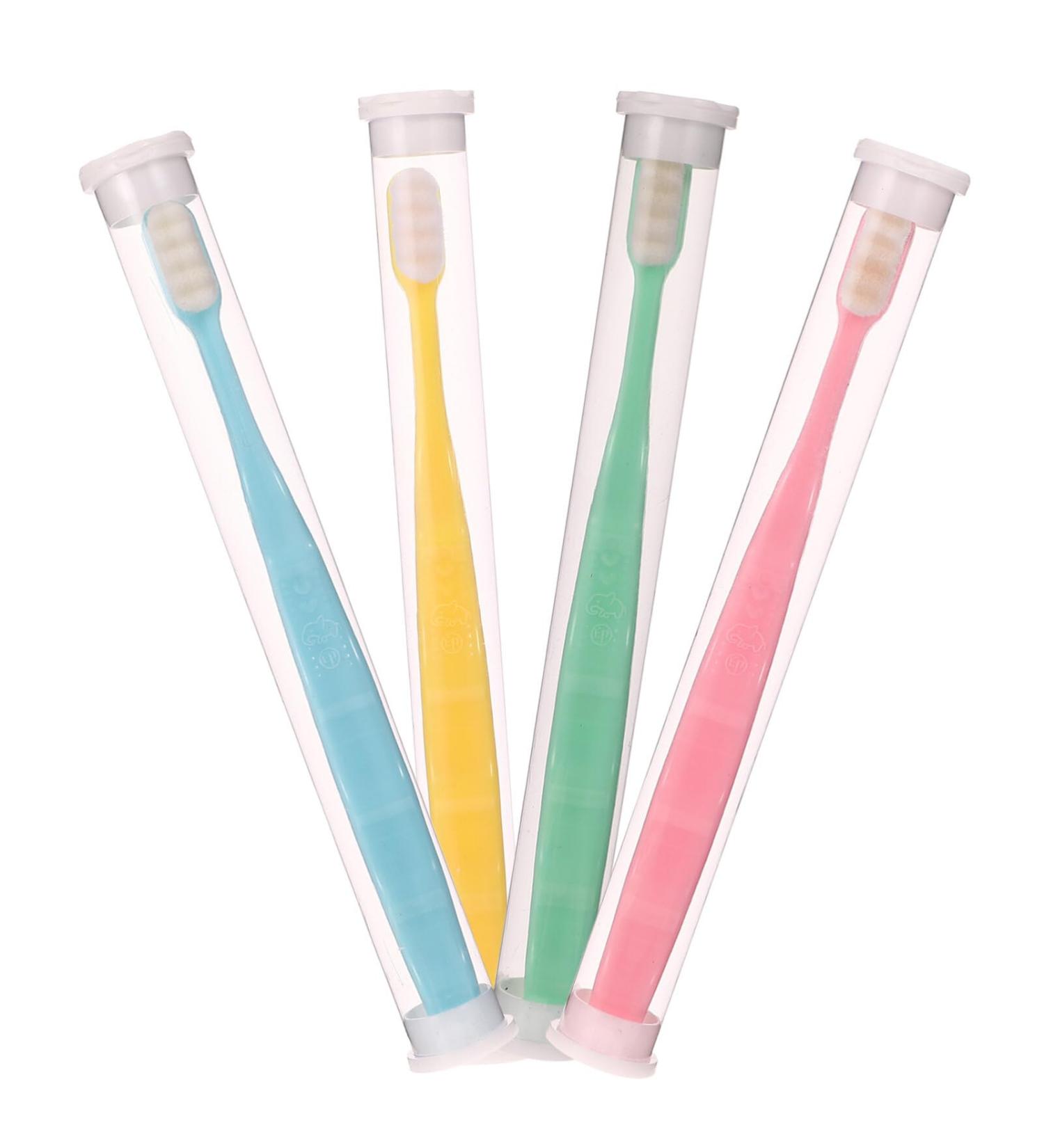 Lalafina 4 pieces wangan hair toothbrush - friendly toothbrush hairy toothbrush soft brush for the teeth toothbrush for cleaning of toothbrush pp child tool bamboo coal 1 piece (1 -pack) sorted color