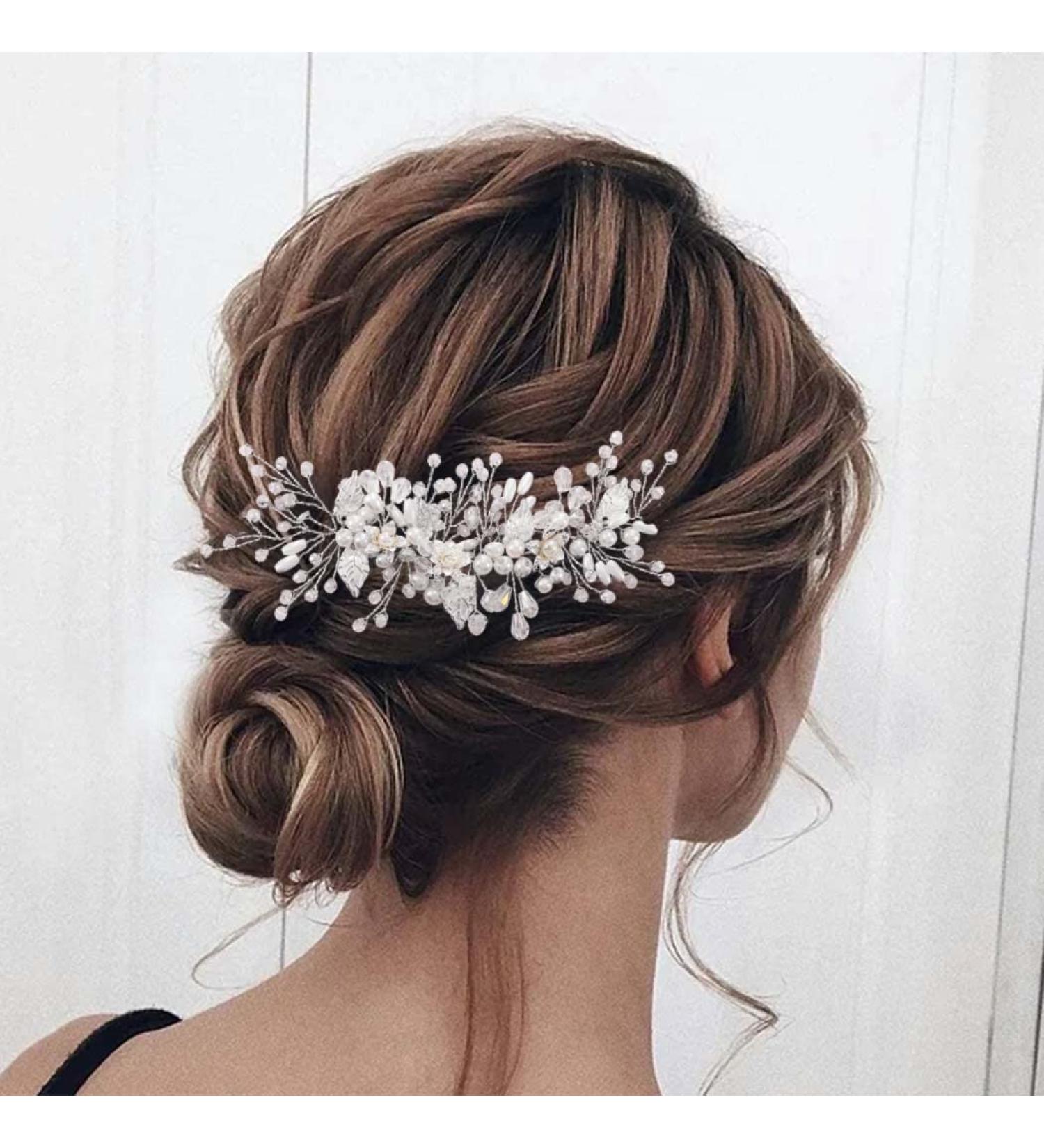 CASDRE Rhinestone Bride Wedding Headpiece Pearl Hair Accessories - Silver Bridal Headband for Women and Girls - Buy Online on GoSupps.com