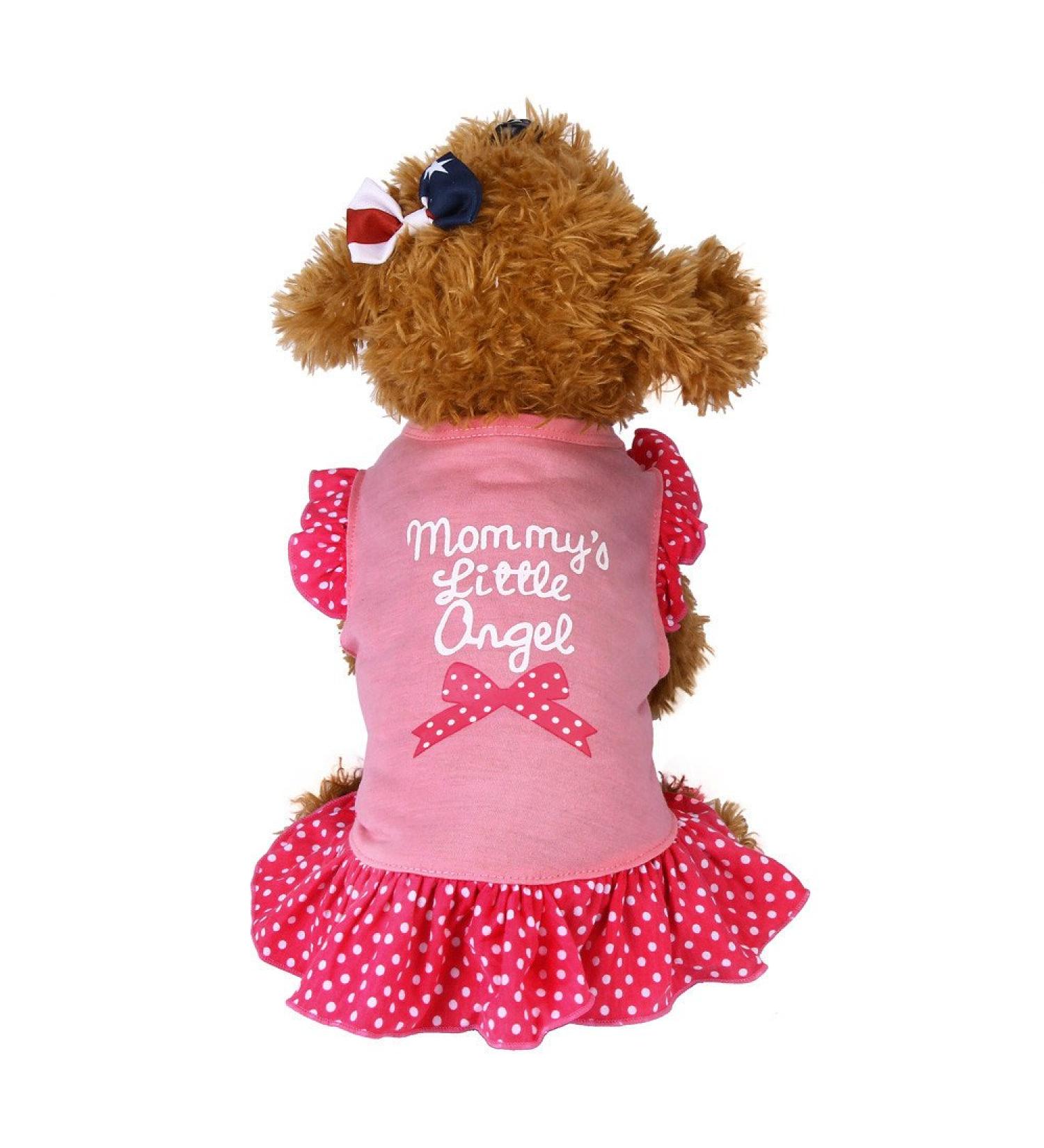 Tuduz Summer Pet Clothing 'Mommy's Little Love' Dog cat dress ruffle vest rock for little dog cat girls clothing pink (X-Small pink) X-Small pink