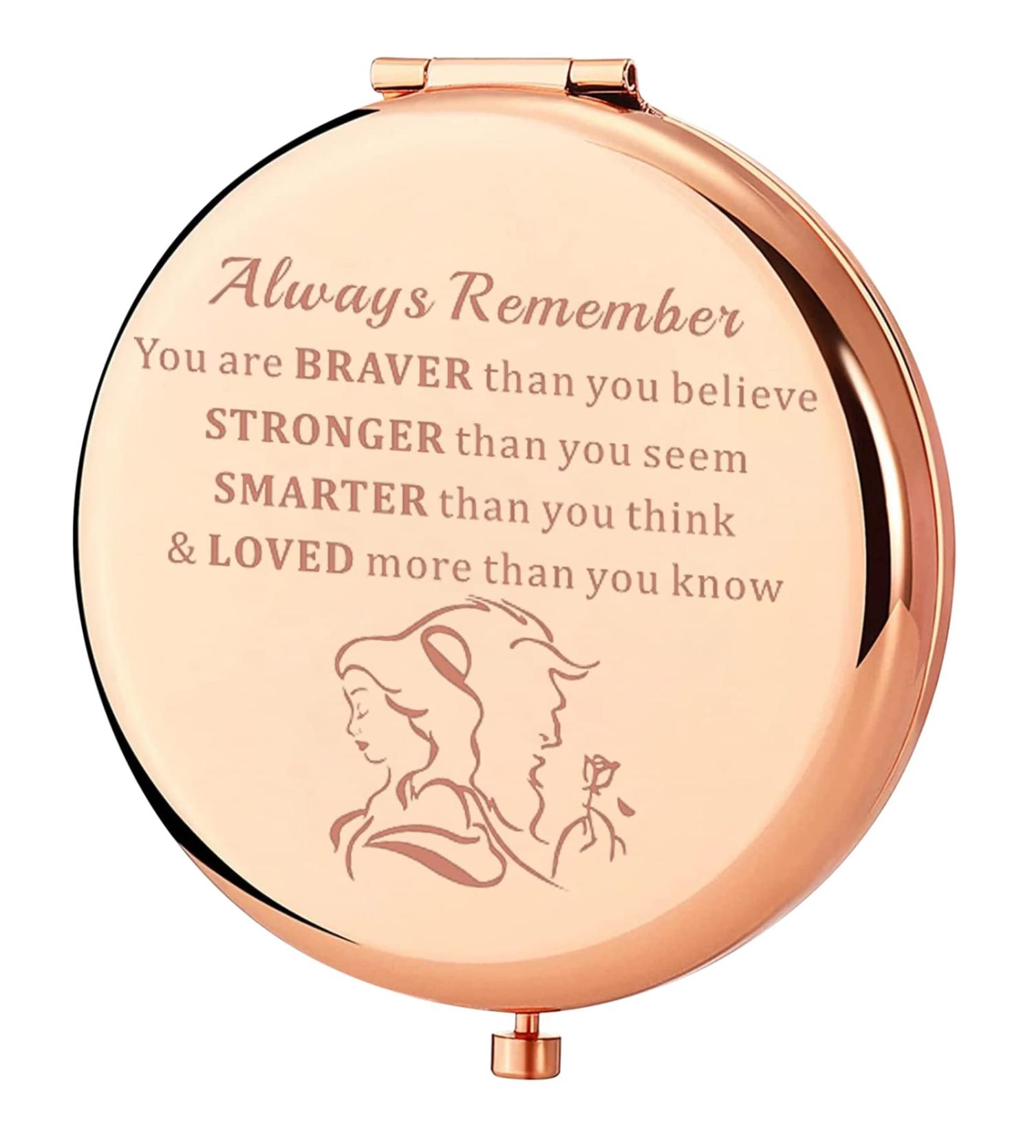 Beauty Fairy Movie Pocket Mirror Princess Belle Fans Gift - You are Braver, Stronger, Smarter Than You Think! Compact Mirror for Women, Girls, Teenagers - Beauty Beast Mirror-RG - Buy Online on GoSupps.com