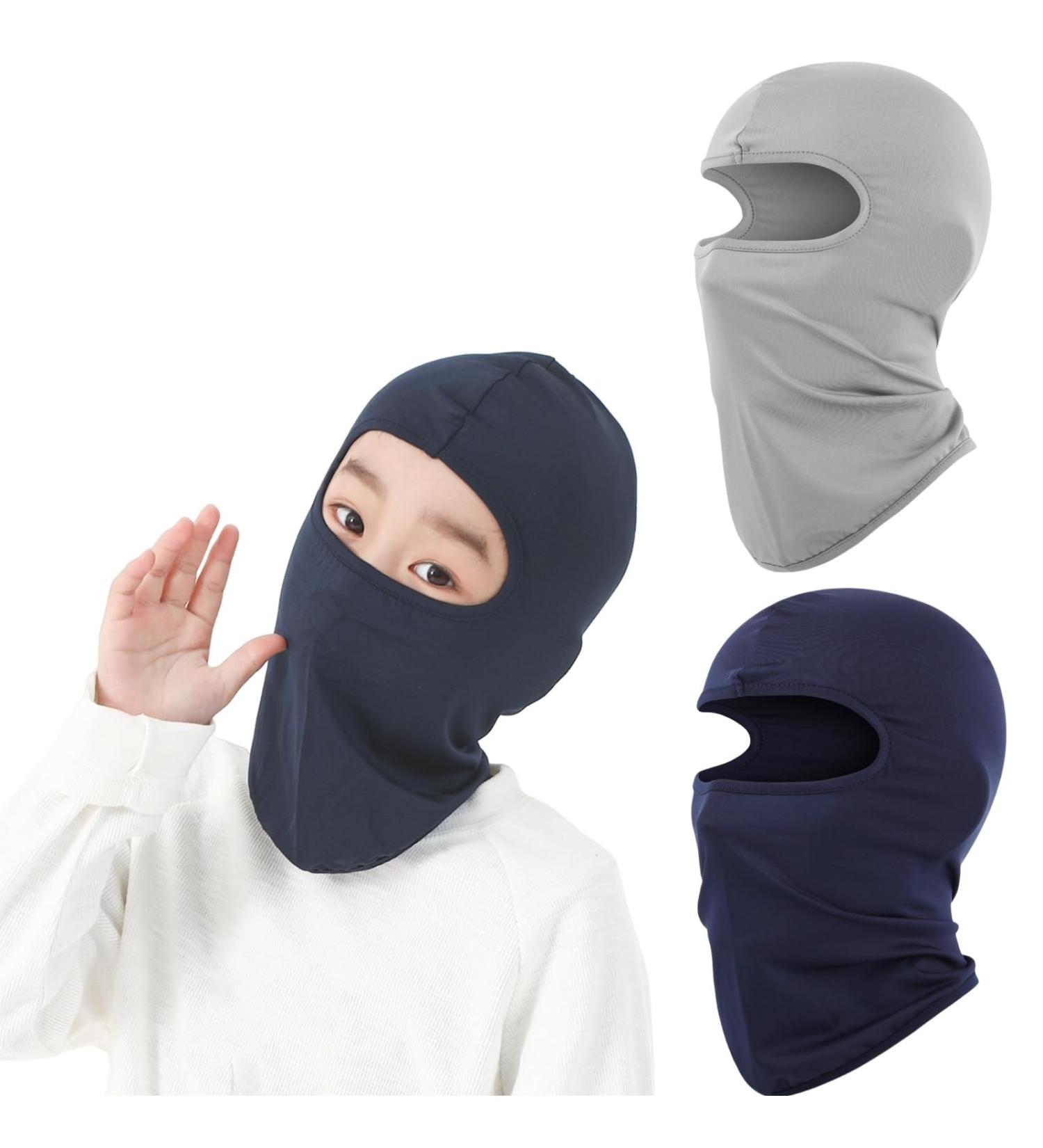 Lexicanmhs Kids Storm Hood & Balaclava - Windproof Face Mask for Summer Cycling - UV Protection for Girls (Gray & Navy) - Buy Online on GoSupps.com
