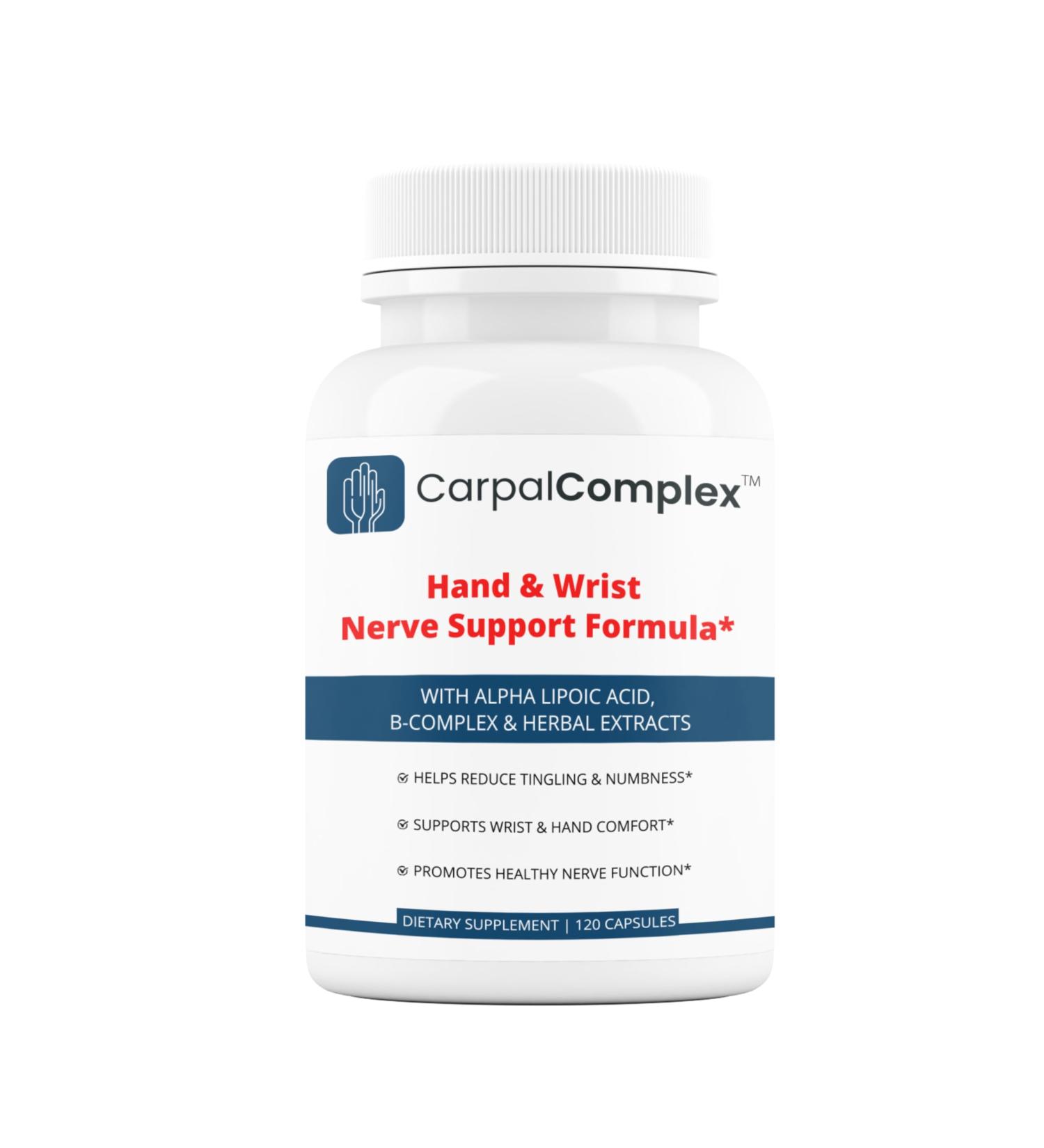 Carpal Complex Carpal Tunnel Nerve Support Supplement Alpha Lipoic Acid + B Complex Helps Reduce Tingling & Numbness 120 Capsules - Buy Online on GoSupps.com