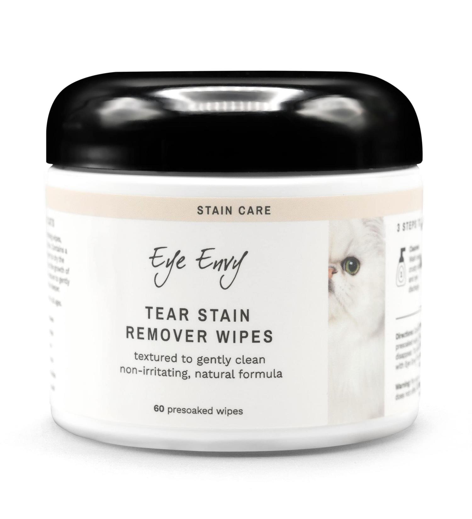 Eye Envy Tear Stain Wipes for Cats | Gentle Textured Cleanse | 100% Natural Formula | Recommended by Breeders, Vets & Groomers | 60 Ct - Buy Online on GoSupps.com