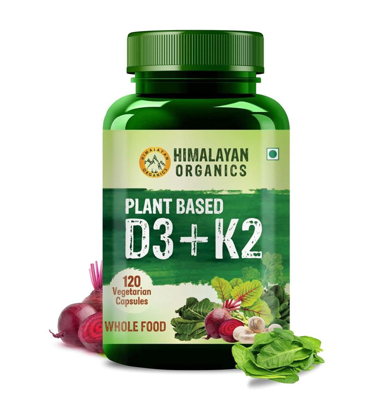 Plant Based 600iU Supplement | Vitamin D3(Lichen) + K2(Menaquinone Mk7) | Faster Absorption | Boost Immunity | Healthy Bones -120 Veg Capsules - Buy Online on GoSupps.com