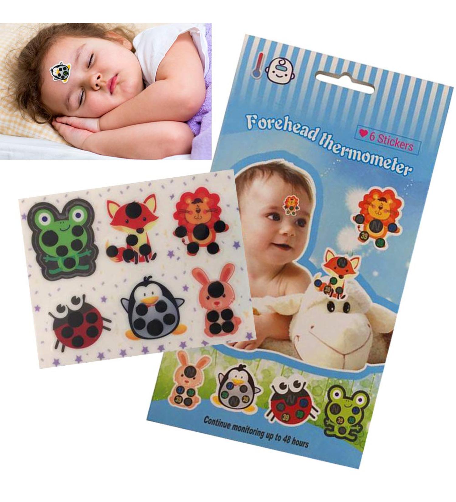 Children's Cartoon Temperature Stickers - 6 Pack Flexible Skin-Friendly Forehead Thermometer for Baby Care - Buy Online on GoSupps.com