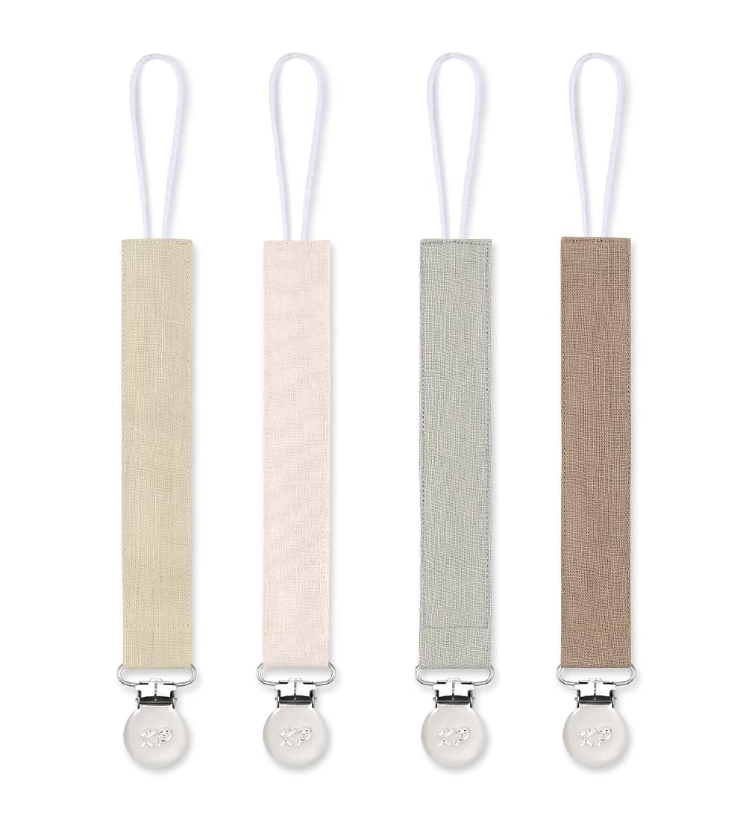 Pacifier Clip 4 Pack - Fabric Leash Binky Holder for Boys and Girls - Unisex Baby Shower Gift - Buy Online on GoSupps.com