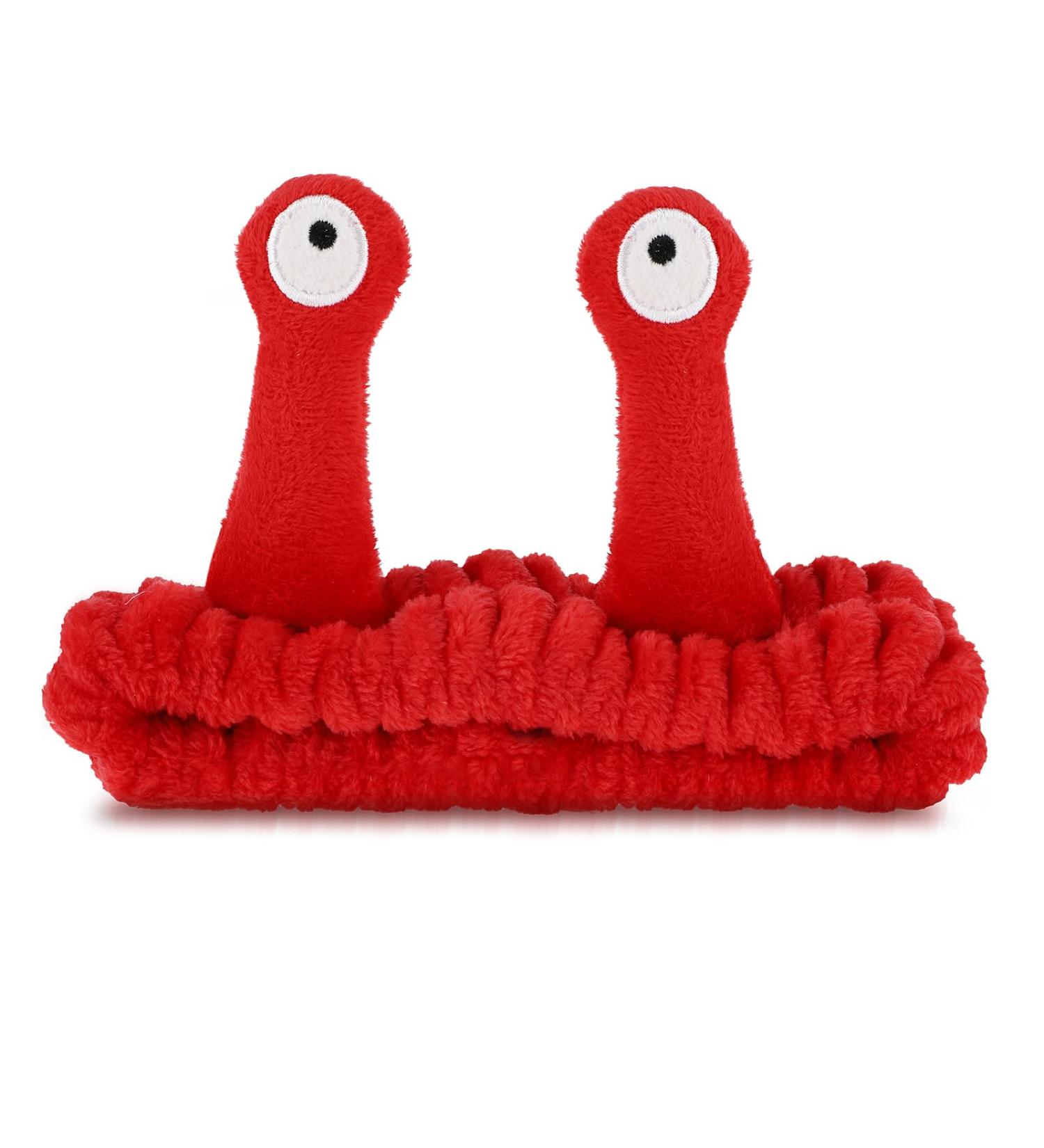 Molain Cartoon Coral Fleece Headband | Cute Elastic Hair Band for Women - Perfect for Makeup & Face Washing - Red - Buy Online on GoSupps.com