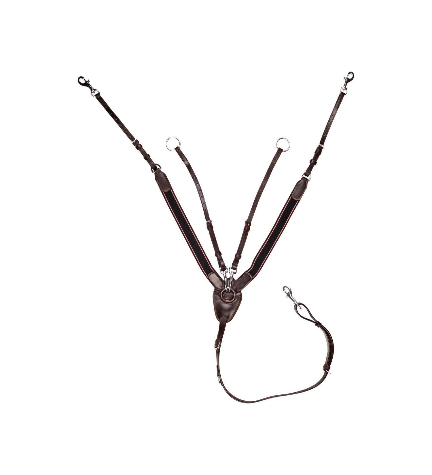 HKM 4000315378388 Breastplate with martingale and wide elastic2400 brownPony Brown Pony