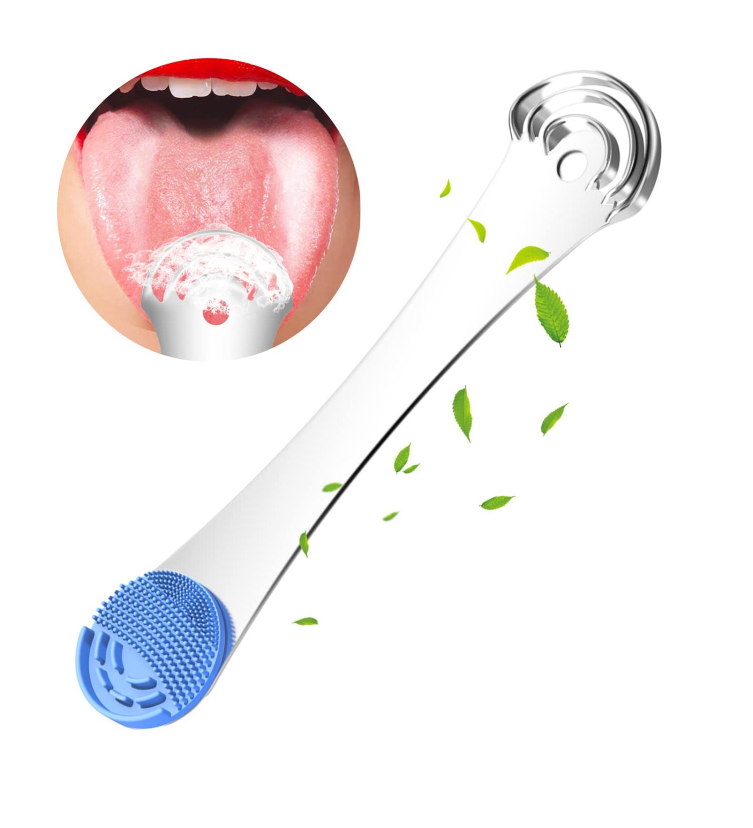 Professional Tongue Scraper Cleaner for Reducing Bad Breath Stainless Steel Tongue Cleaner with 2 Replaceable Tongue Brush - Buy Online on GoSupps.com
