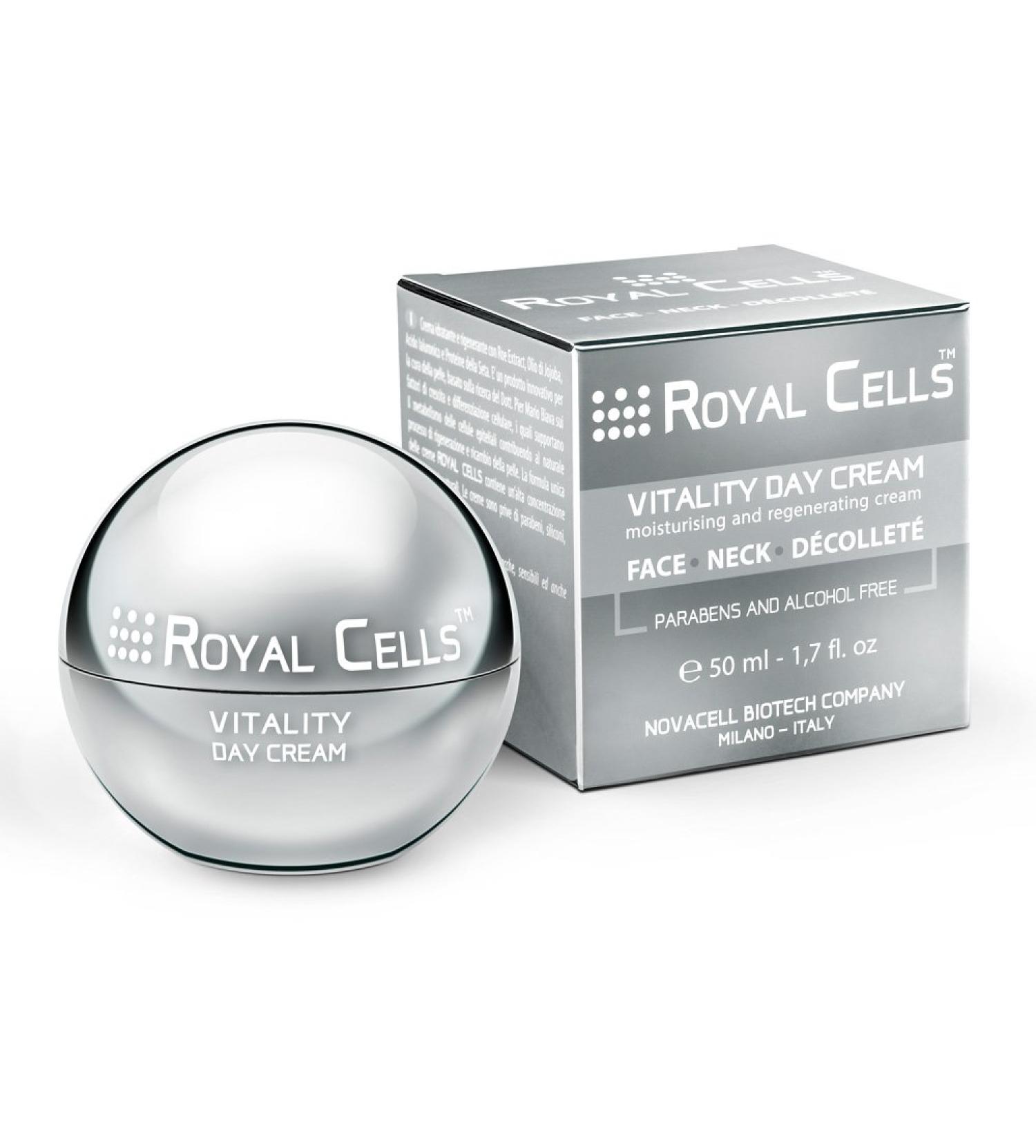  Royal Cells Vitality Day Cream | Day Cream | Face Neck and Neckline | With Hyaluronic Acid and Caviar Powder | Regenerates protects tones and moisturizes the skin | Made in Italy - Buy Online on GoSupps.com