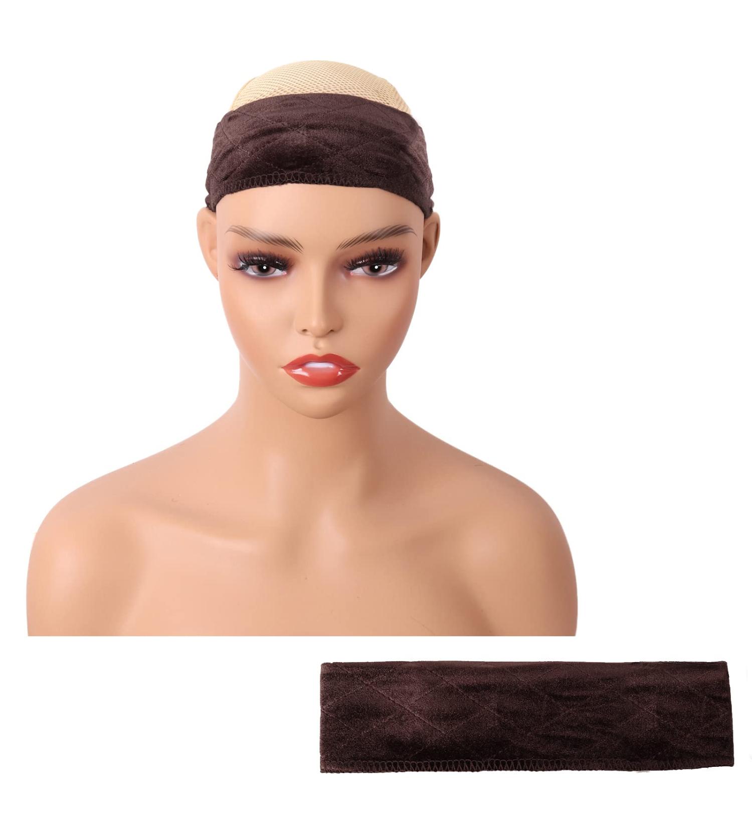 MapofBeauty Adjustable Velvet Wig Grip Band - Dark Brown | No Slip Flexible Headband - Buy Online on GoSupps.com